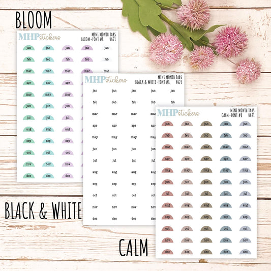 Month Tabs for Laurel Denise small Size Planners || H621