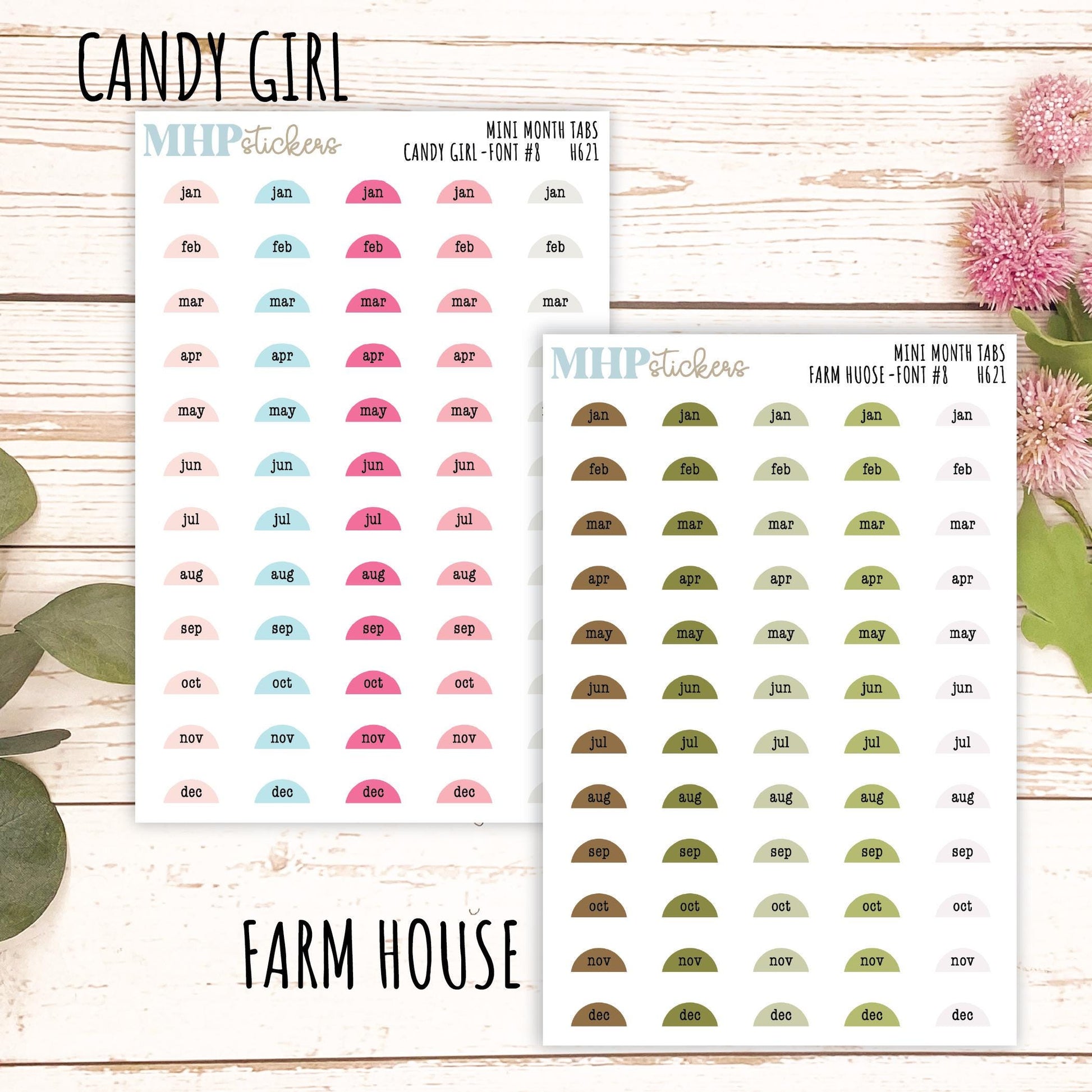 Month Tabs for Laurel Denise small Size Planners || H621