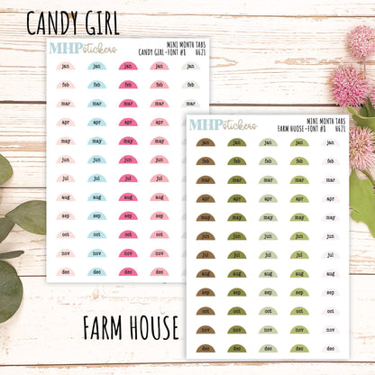 Month Tabs for Laurel Denise small Size Planners || H621