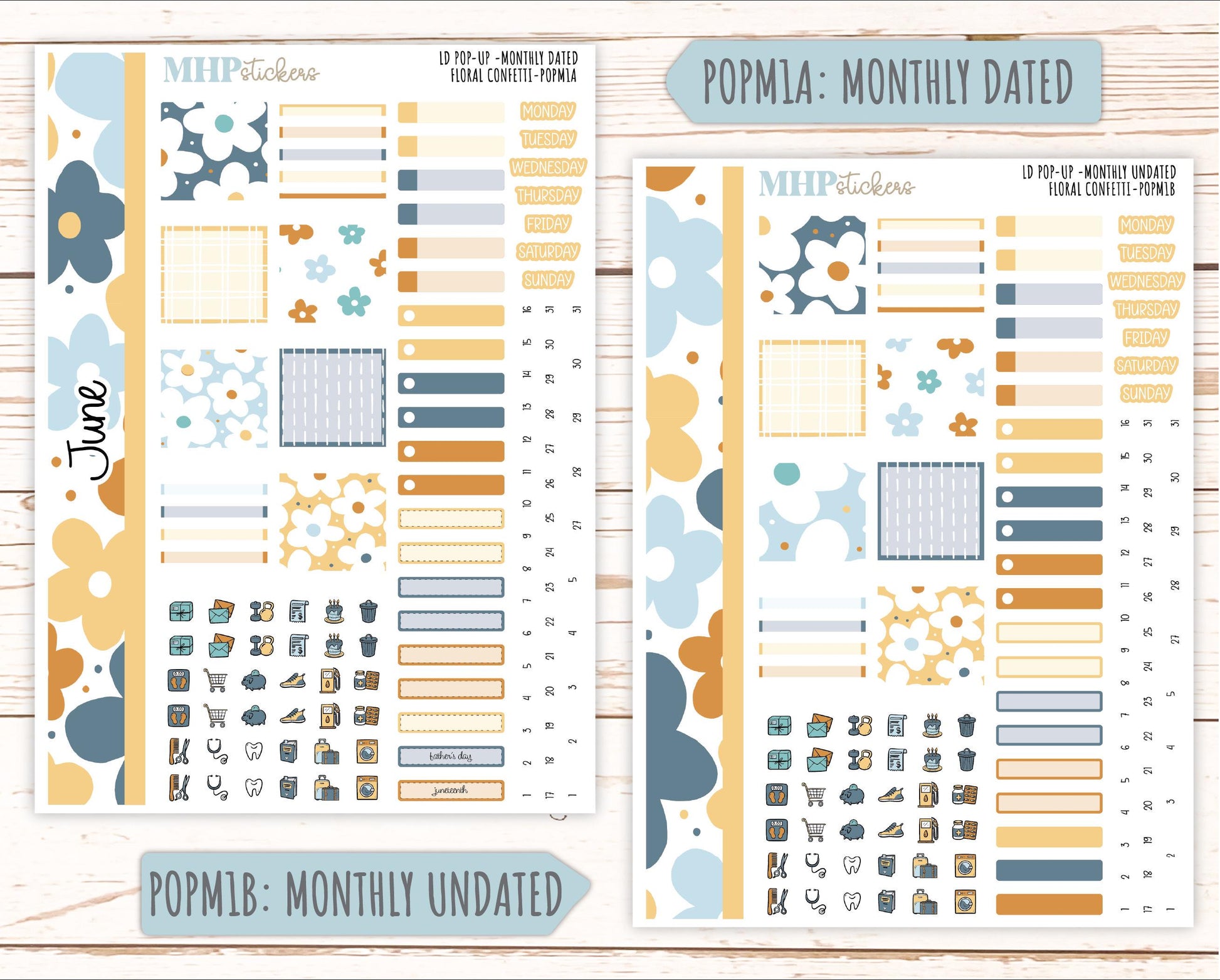 June 2025 Stickers for The Jo Laurel Denise Planner (Formerly Pop-Up Planner) "Floral Confetti" || POPFC