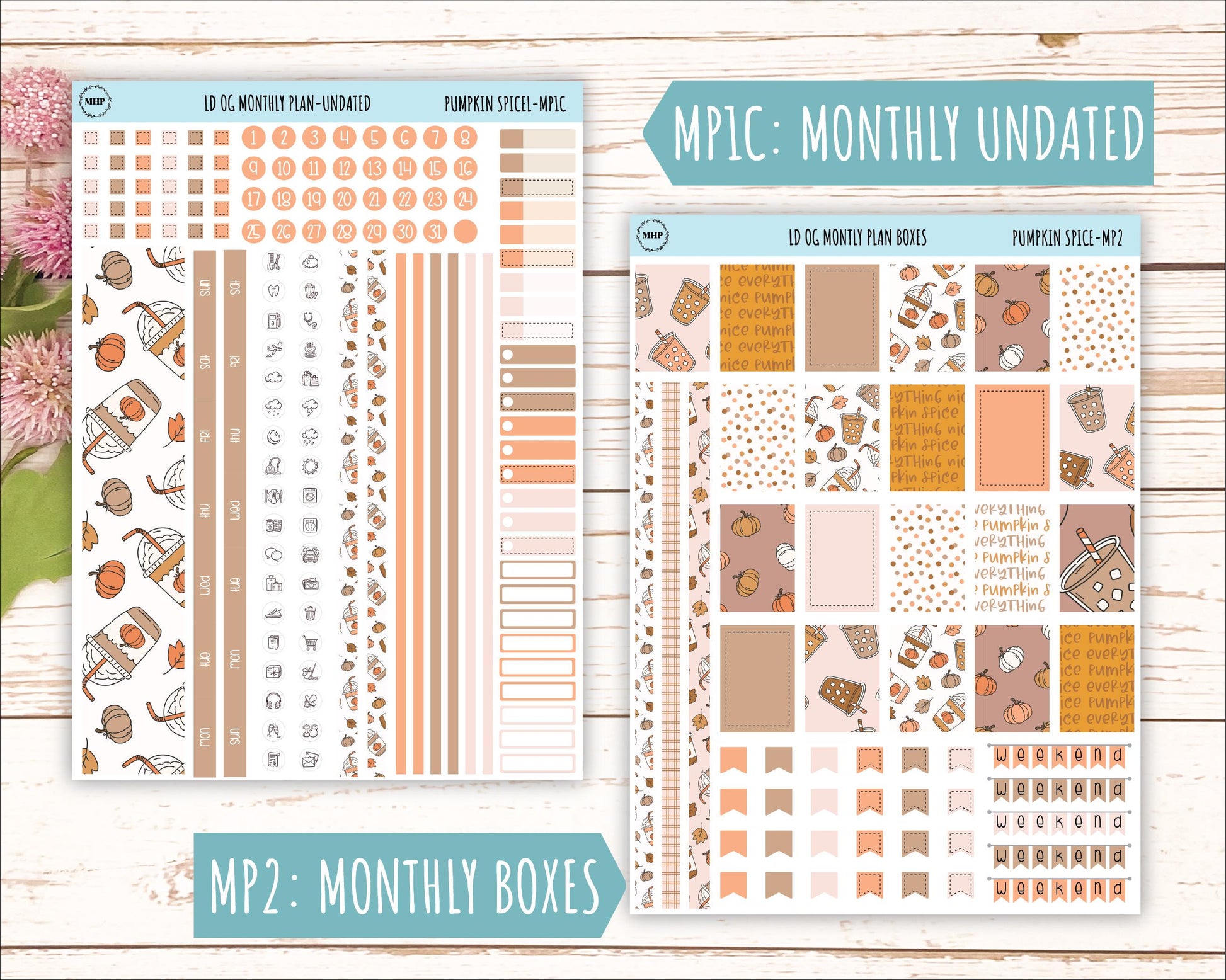 NOVEMBER Stickers for Large size Horizontal & Vertical Laurel Denise Planner. (Formerly Original or Standar Size) "Pumpkin Spice" || OGPS