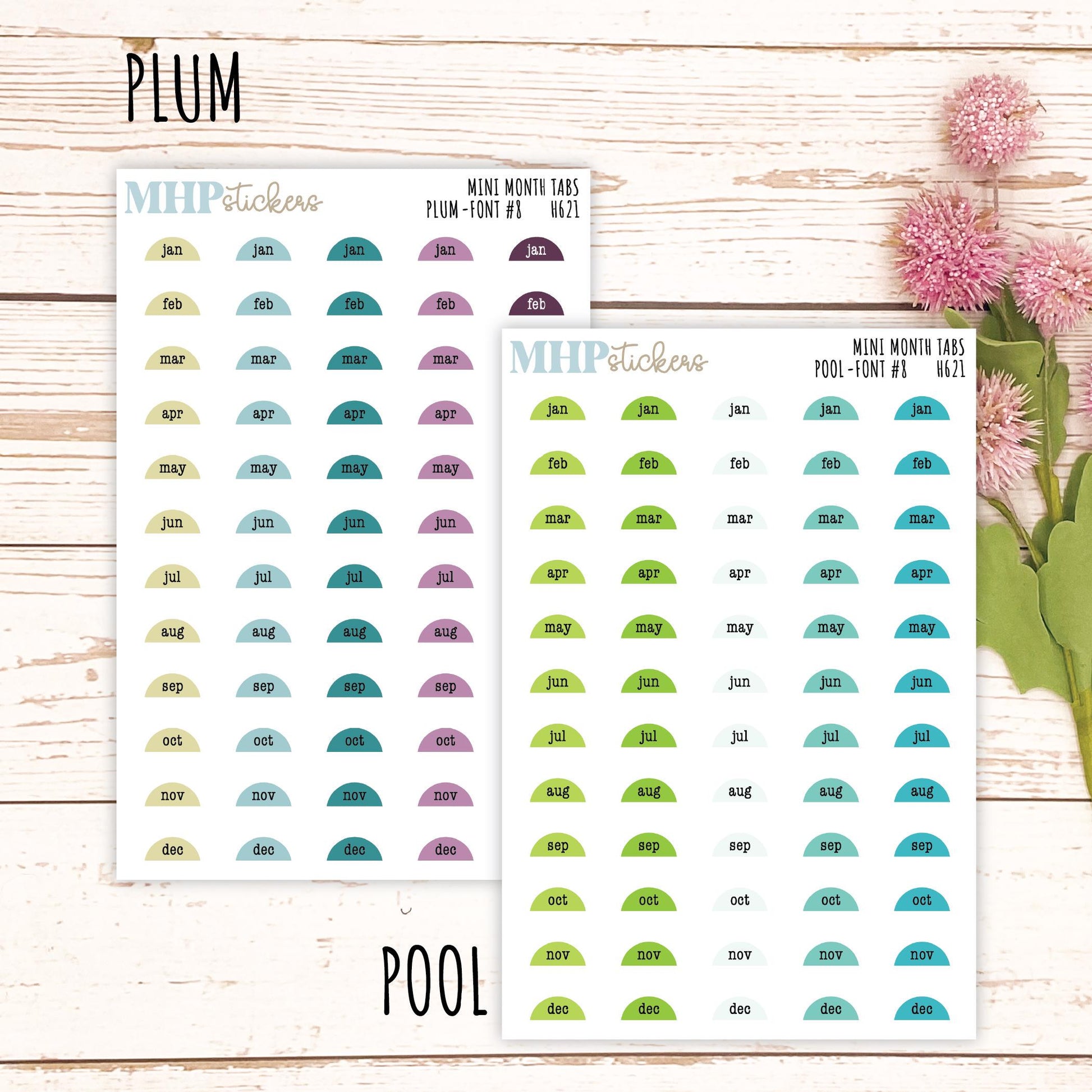 Month Tabs for Laurel Denise small Size Planners || H621