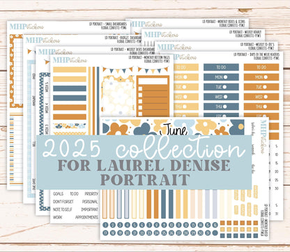 JUNE 2025 Stickers for The Scout Laurel Denise Planner (formerly Portrait Planner). "Floral Confetti" || PTFC