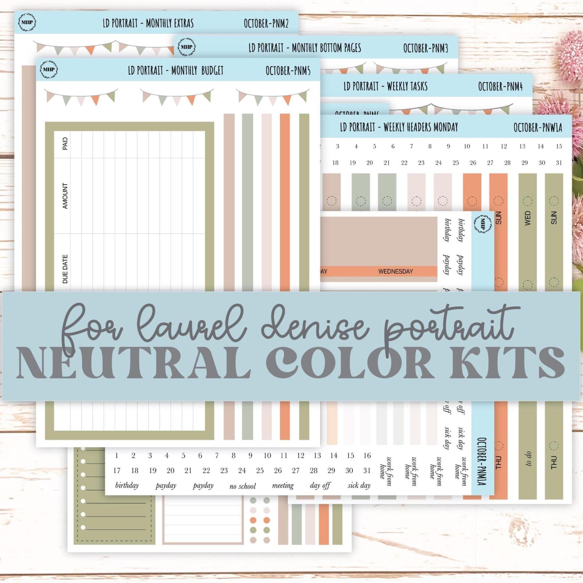 OCTOBER Stickers for The Scout Laurel Denise Planner (formerly Portrait Planner). Neutral Color || PN