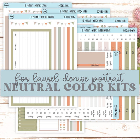OCTOBER Stickers for The Scout Laurel Denise Planner (formerly Portrait Planner). Neutral Color || PN