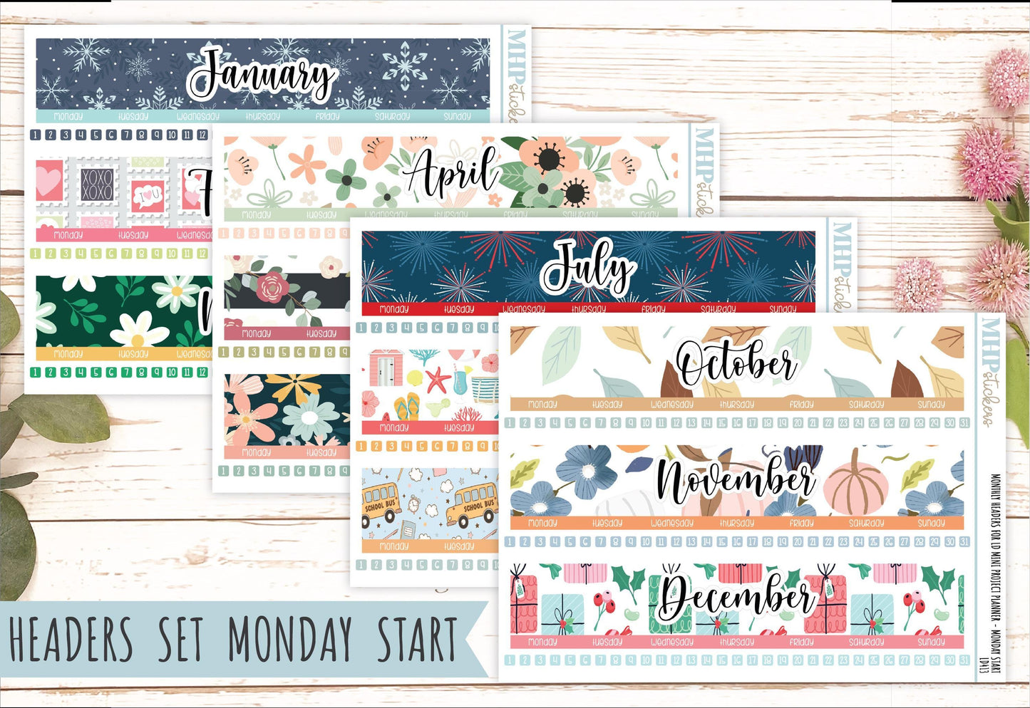 Monthly Headers Set for Laurel Denise Planner The Rose Small Planner (Formerly Mini Project Planner) || LD413