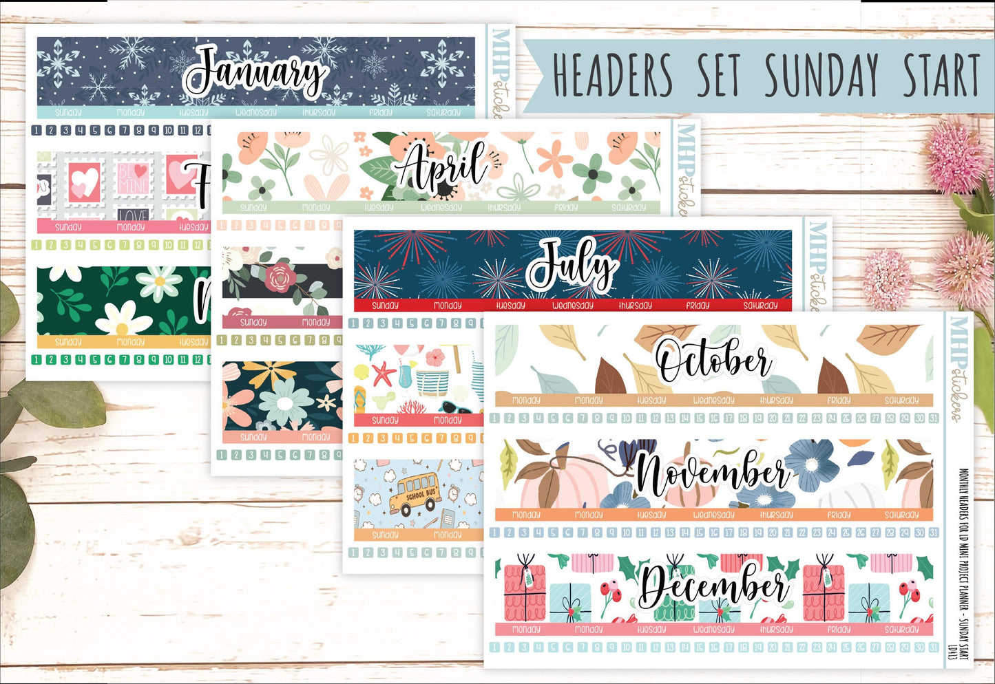 Monthly Headers Set for Laurel Denise Planner The Rose Small Planner (Formerly Mini Project Planner) || LD413