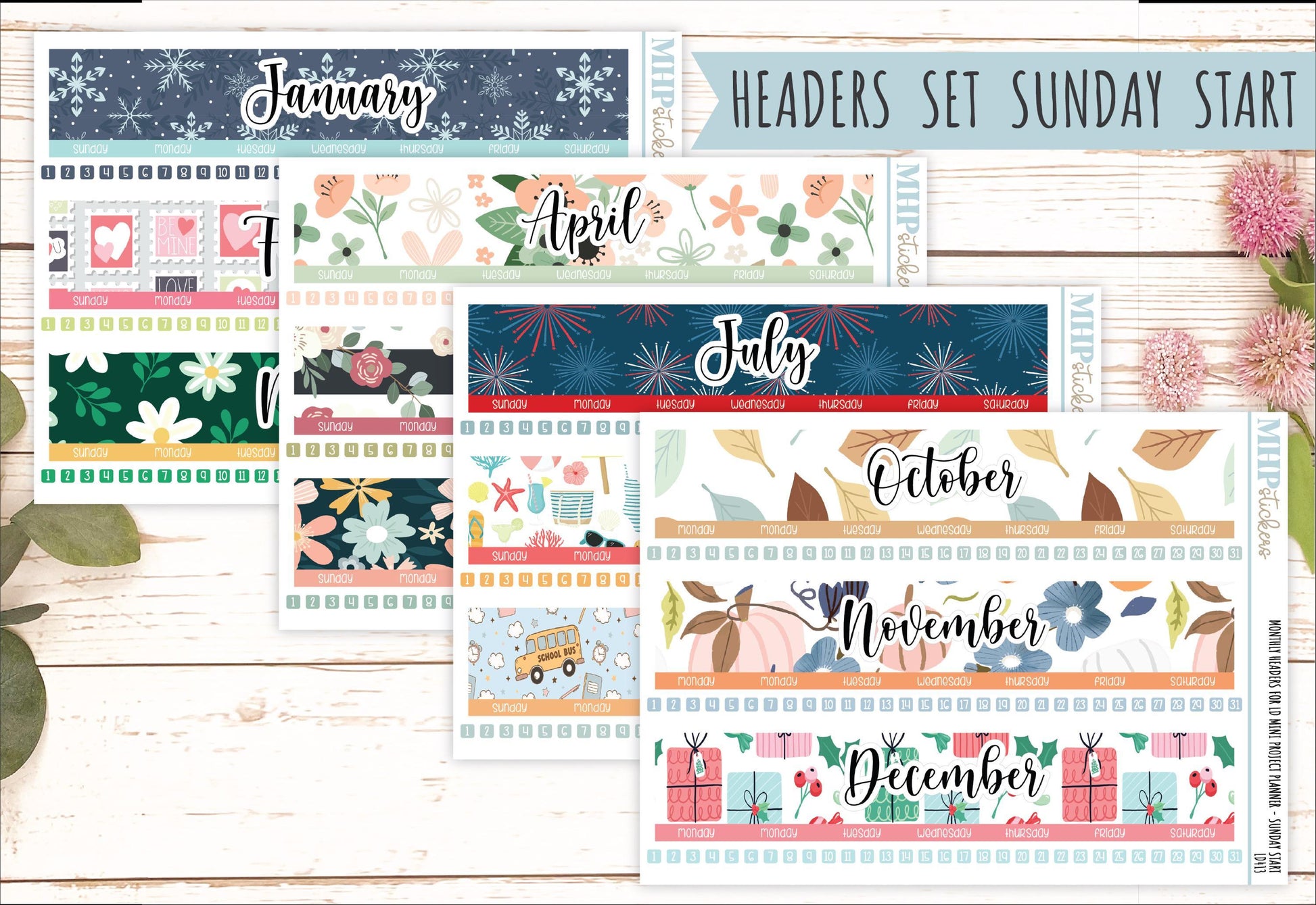 Monthly Headers Set for Laurel Denise Planner The Rose Small Planner (Formerly Mini Project Planner) || LD413