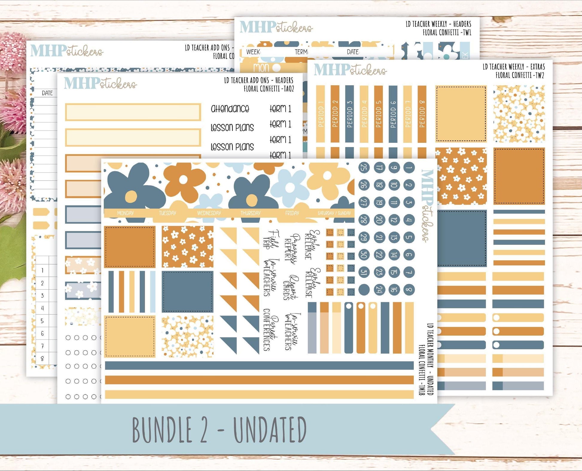 JUNE Stickers for The Valerie Laurel Denise Planner (Formerly Teacher Planner) "Floral Confetti" || TFC