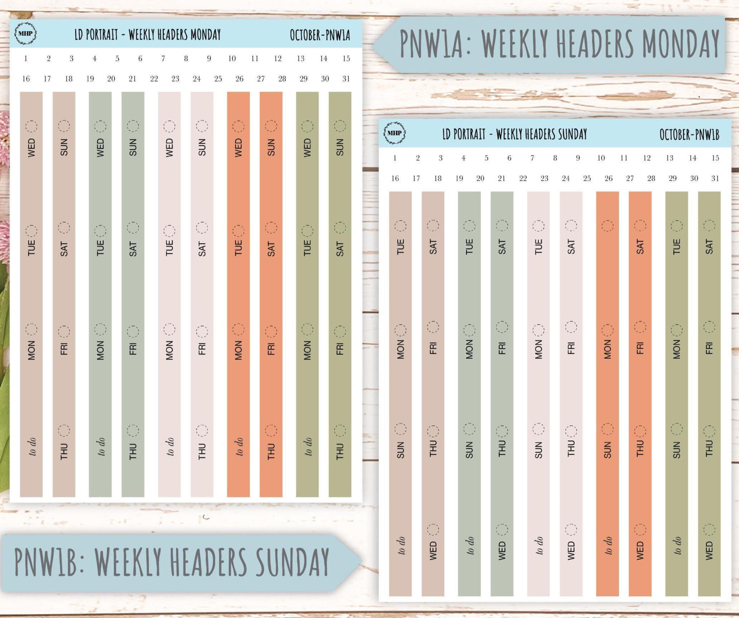 OCTOBER Stickers for The Scout Laurel Denise Planner (formerly Portrait Planner). Neutral Color || PN