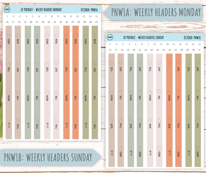 OCTOBER Stickers for The Scout Laurel Denise Planner (formerly Portrait Planner). Neutral Color || PN