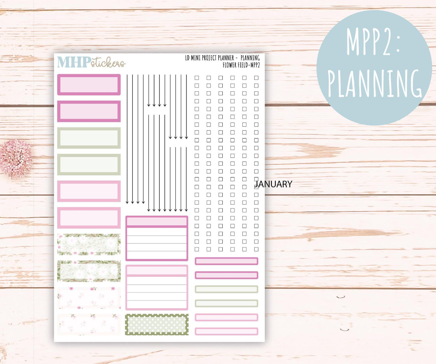 APRIL 2025 Stickers for The Rose Small Laurel Denise Planner (Formerly Mini Project Planner) "Flower Field" || MPPFF