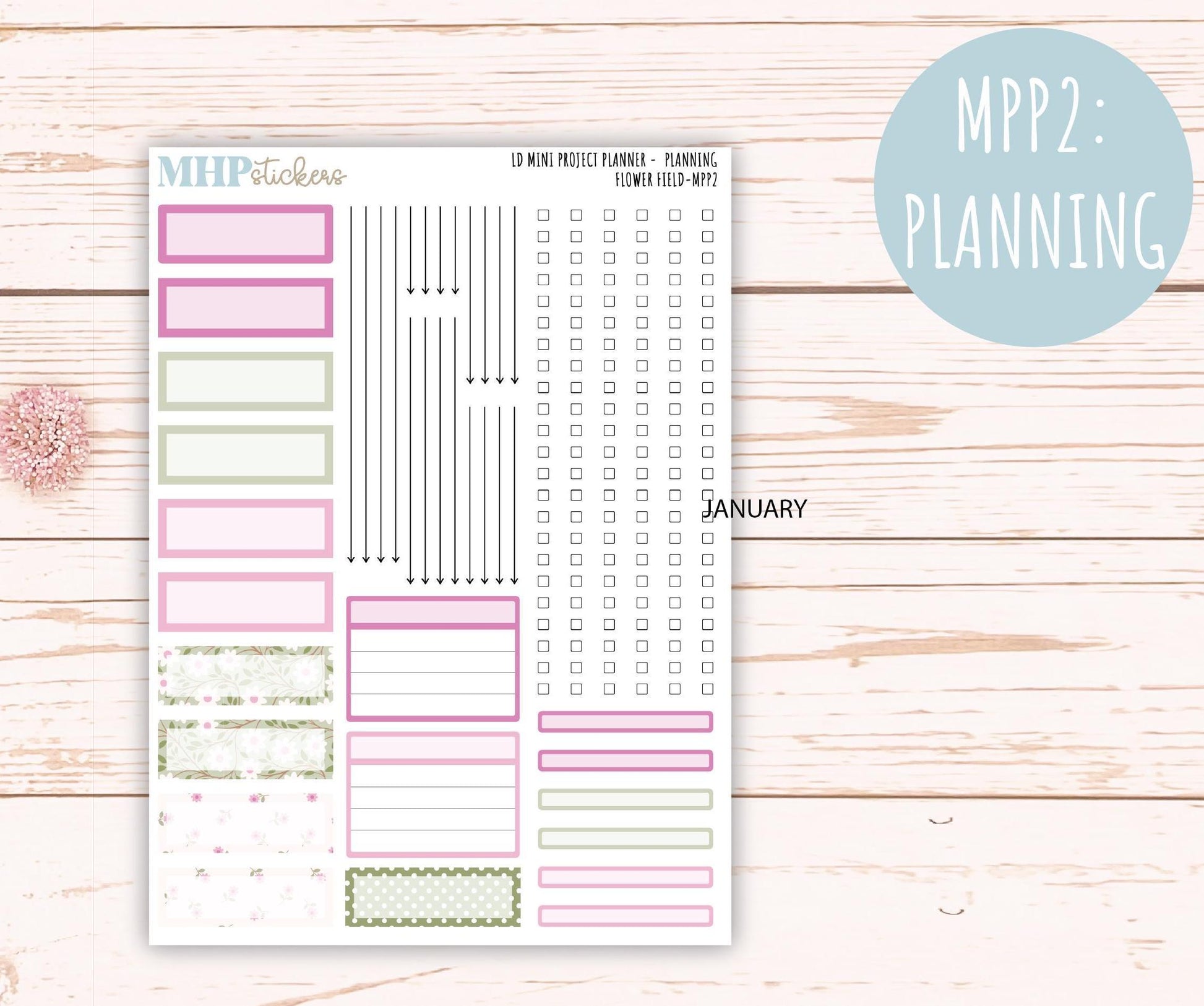 APRIL 2025 Stickers for The Rose Small Laurel Denise Planner (Formerly Mini Project Planner) "Flower Field" || MPPFF