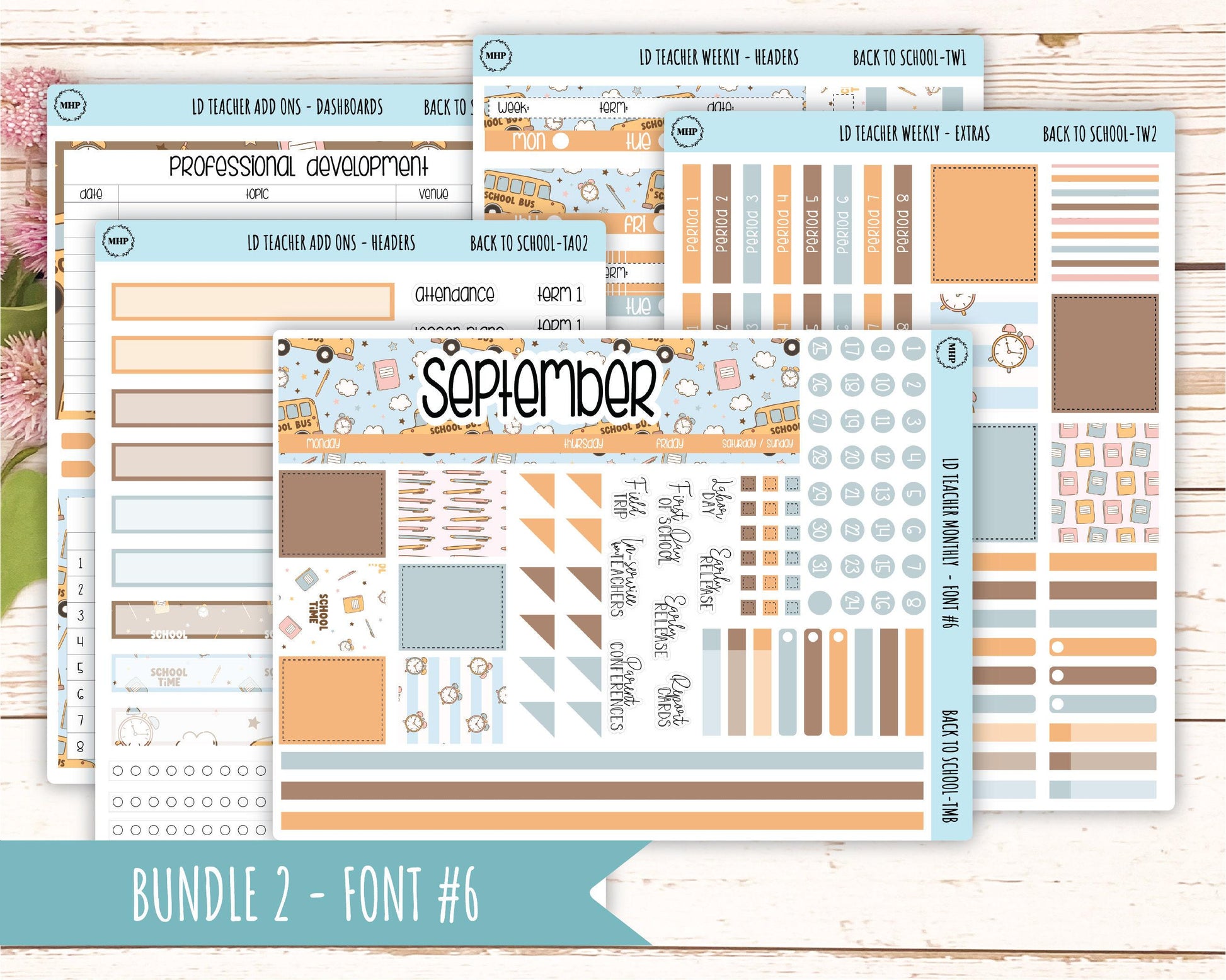SEPTEMBER Stickers for The Valerie Laurel Denise Planner (Formerly Teacher Planner) "Back to School" || TBTS