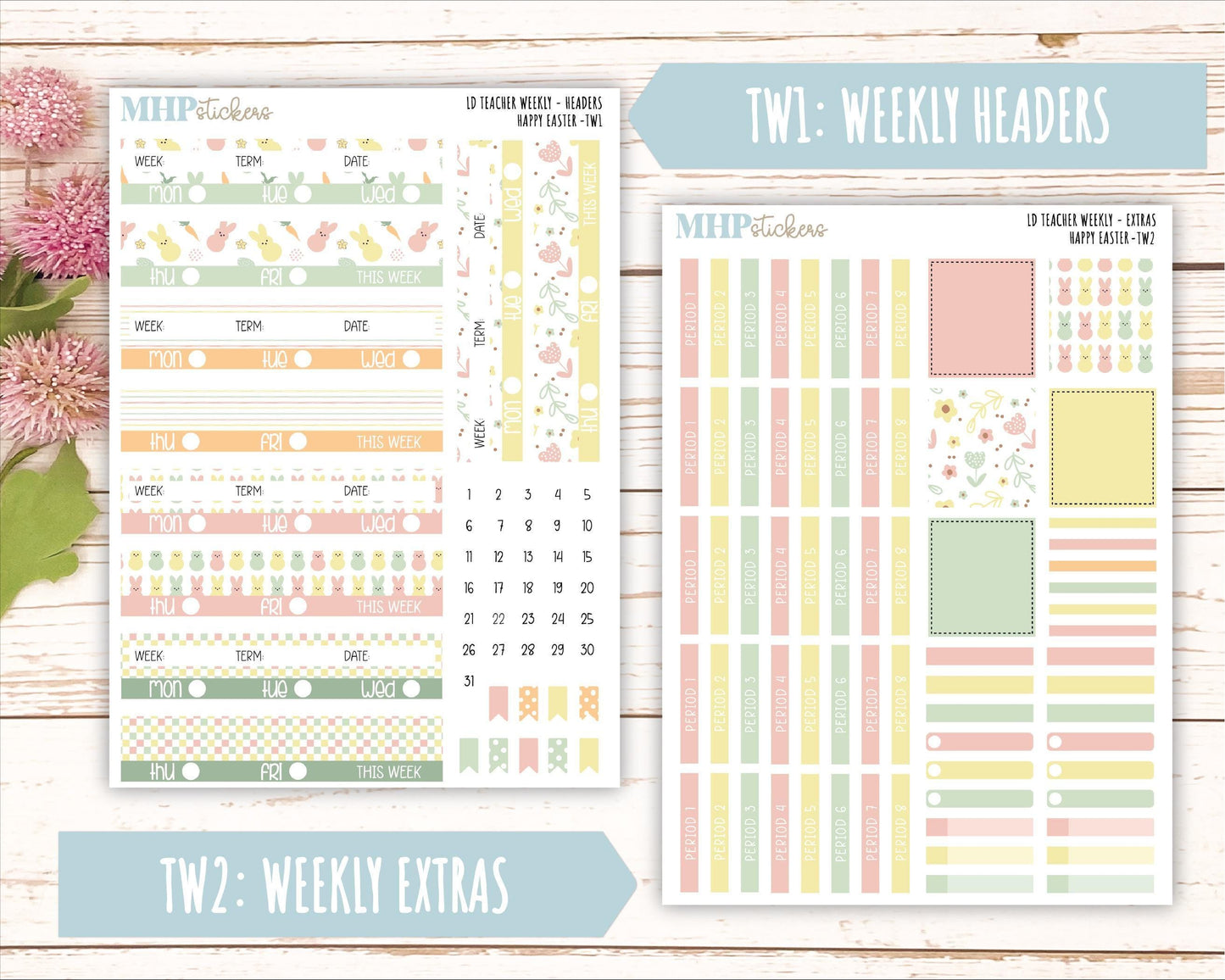 APRIL Stickers for The Valerie Laurel Denise Planner (Formerly Teacher Planner) "Happy Easter" || THE