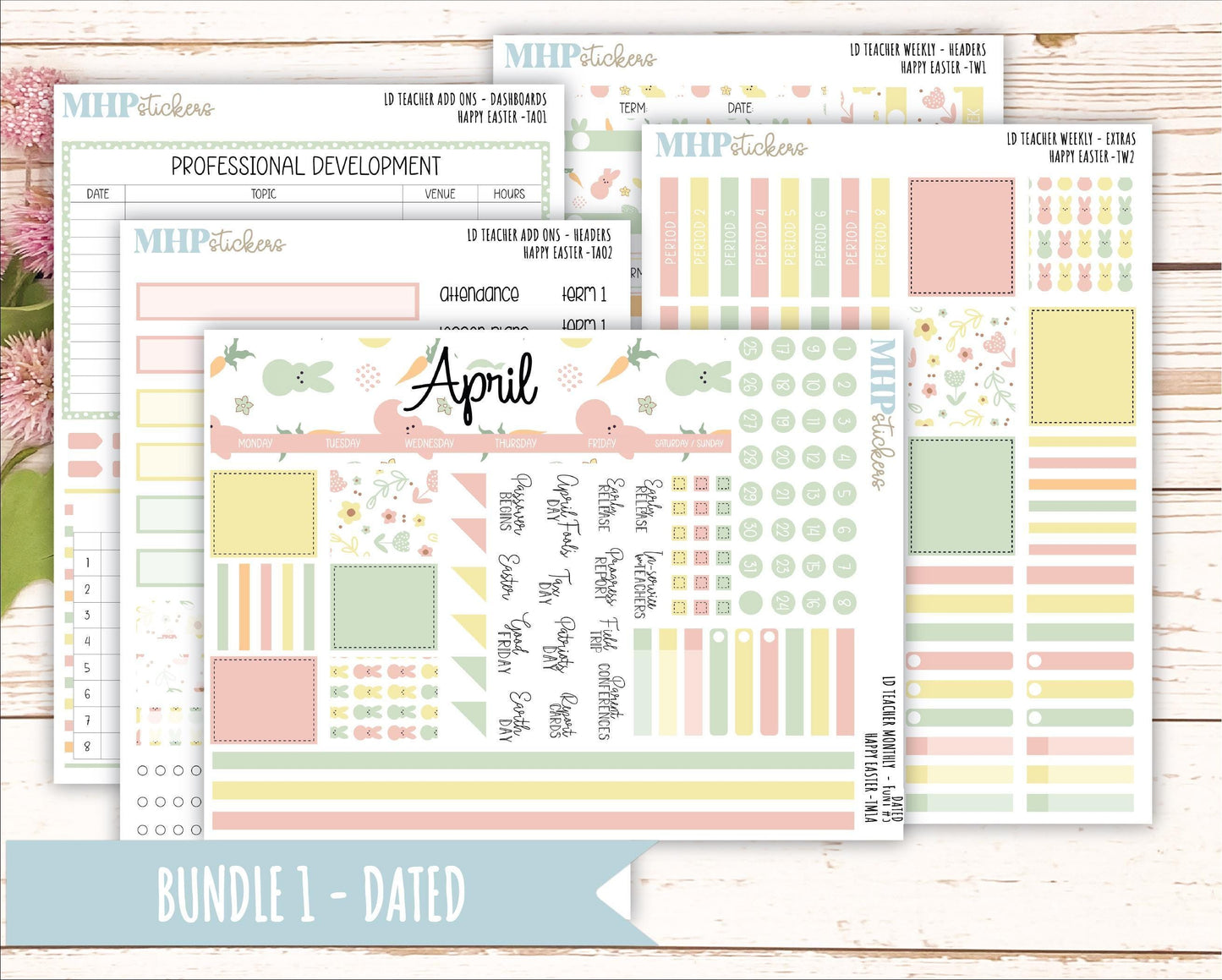 APRIL Stickers for The Valerie Laurel Denise Planner (Formerly Teacher Planner) "Happy Easter" || THE