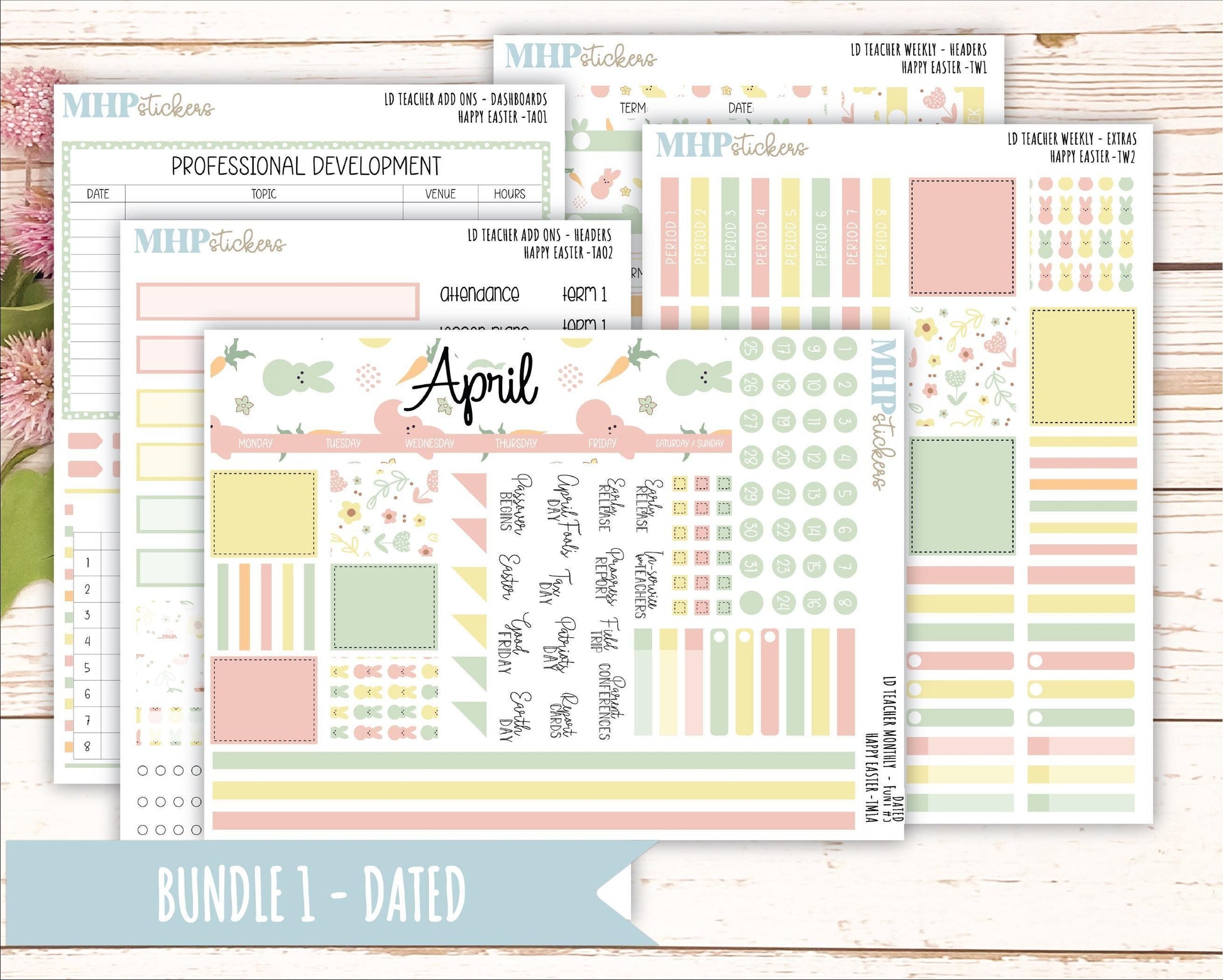 APRIL Stickers for The Valerie Laurel Denise Planner (Formerly Teacher Planner) "Happy Easter" || THE
