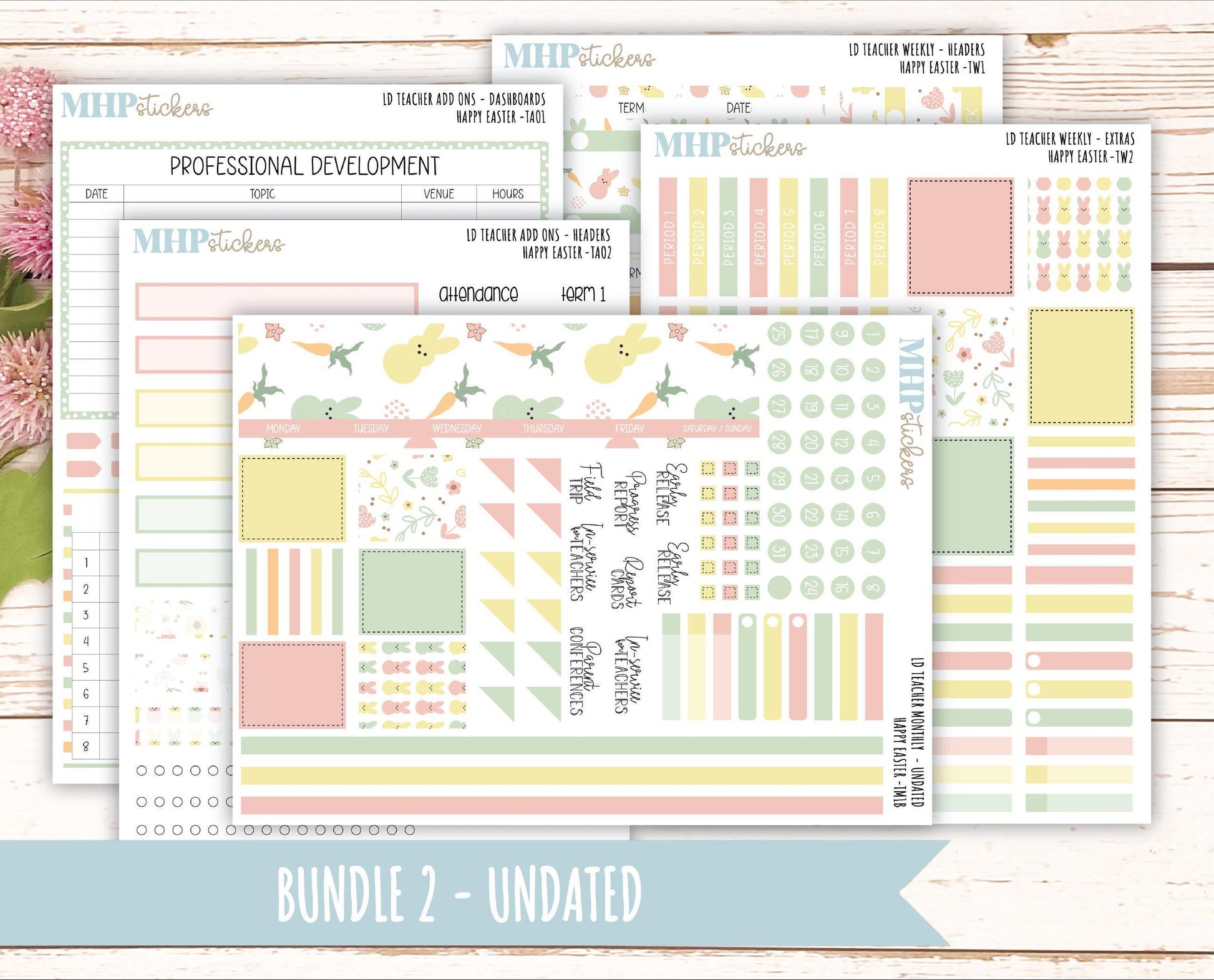 APRIL Stickers for The Valerie Laurel Denise Planner (Formerly Teacher Planner) "Happy Easter" || THE