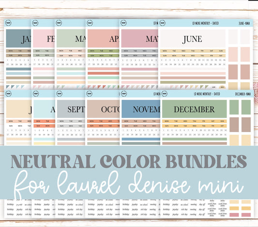 Neutral Color Bundles for Small Horizontal & Vertical Laurel Denise Planners. (Formerly Mini Planner) || NMBDLS