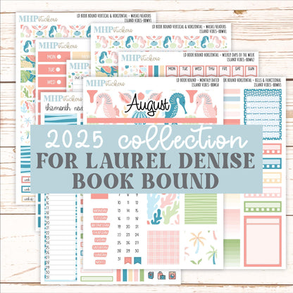 August 2025 Stickers for The Mae & The Kristy Laurel Denise Planners ( Formerly Book Bound Planner) "Island Vibes" || BB