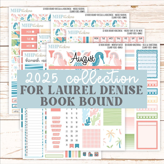 August 2025 Stickers for The Mae & The Kristy Laurel Denise Planners ( Formerly Book Bound Planner) "Island Vibes" || BB