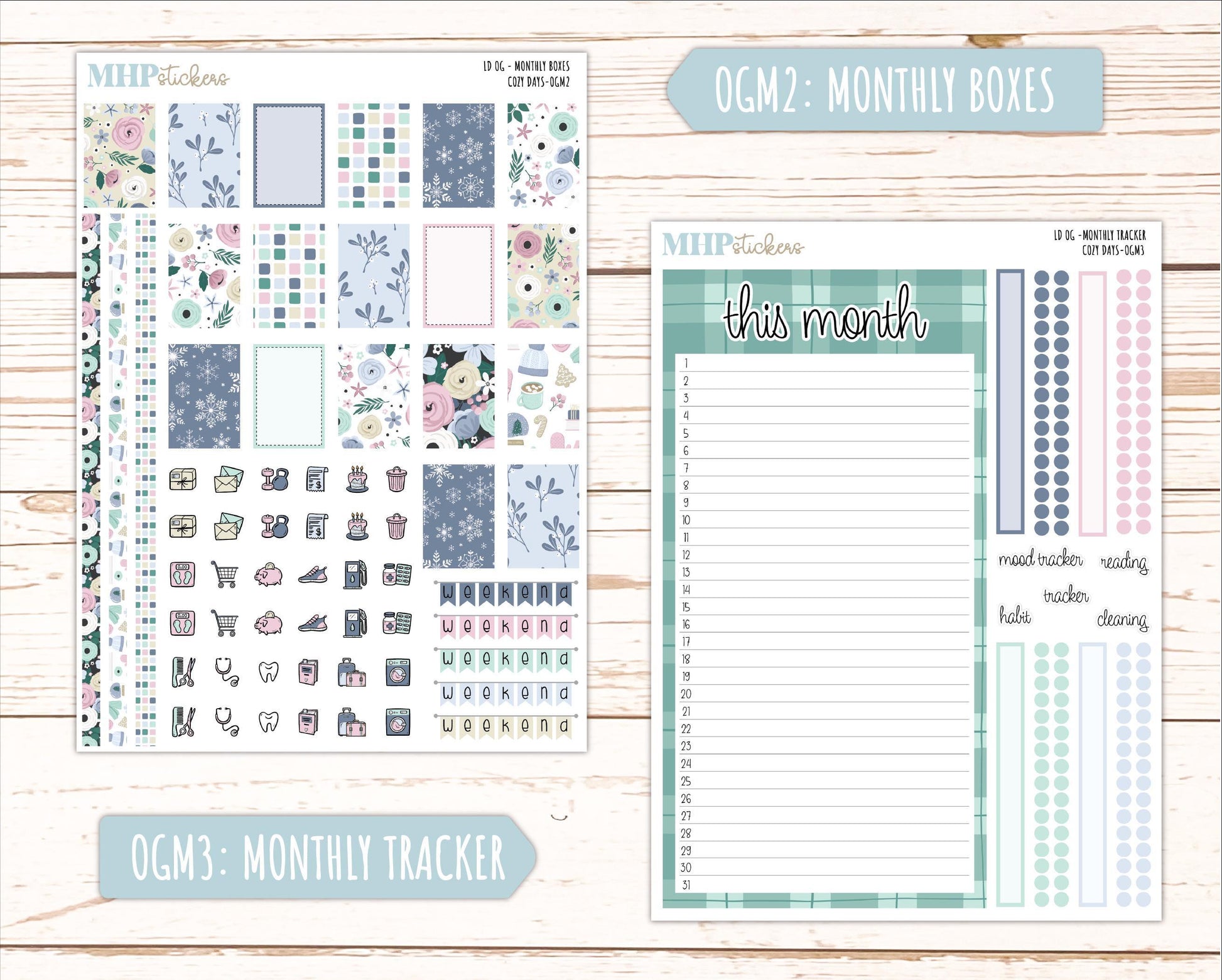 JANUARY 2025 Stickers for Large size Horizontal & Vertical Laurel Denise Planner. (Formerly Original or Standar Size) "Cozy Days" || OGCD