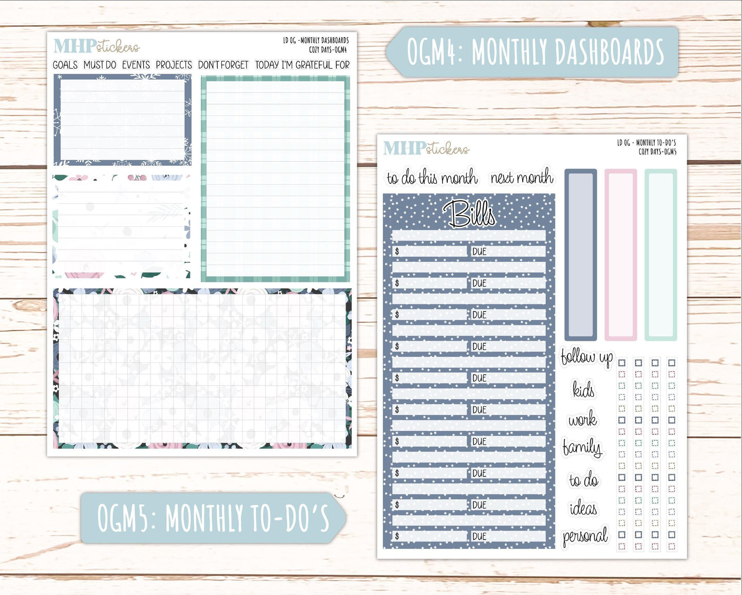 JANUARY 2025 Stickers for Large size Horizontal & Vertical Laurel Denise Planner. (Formerly Original or Standar Size) "Cozy Days" || OGCD