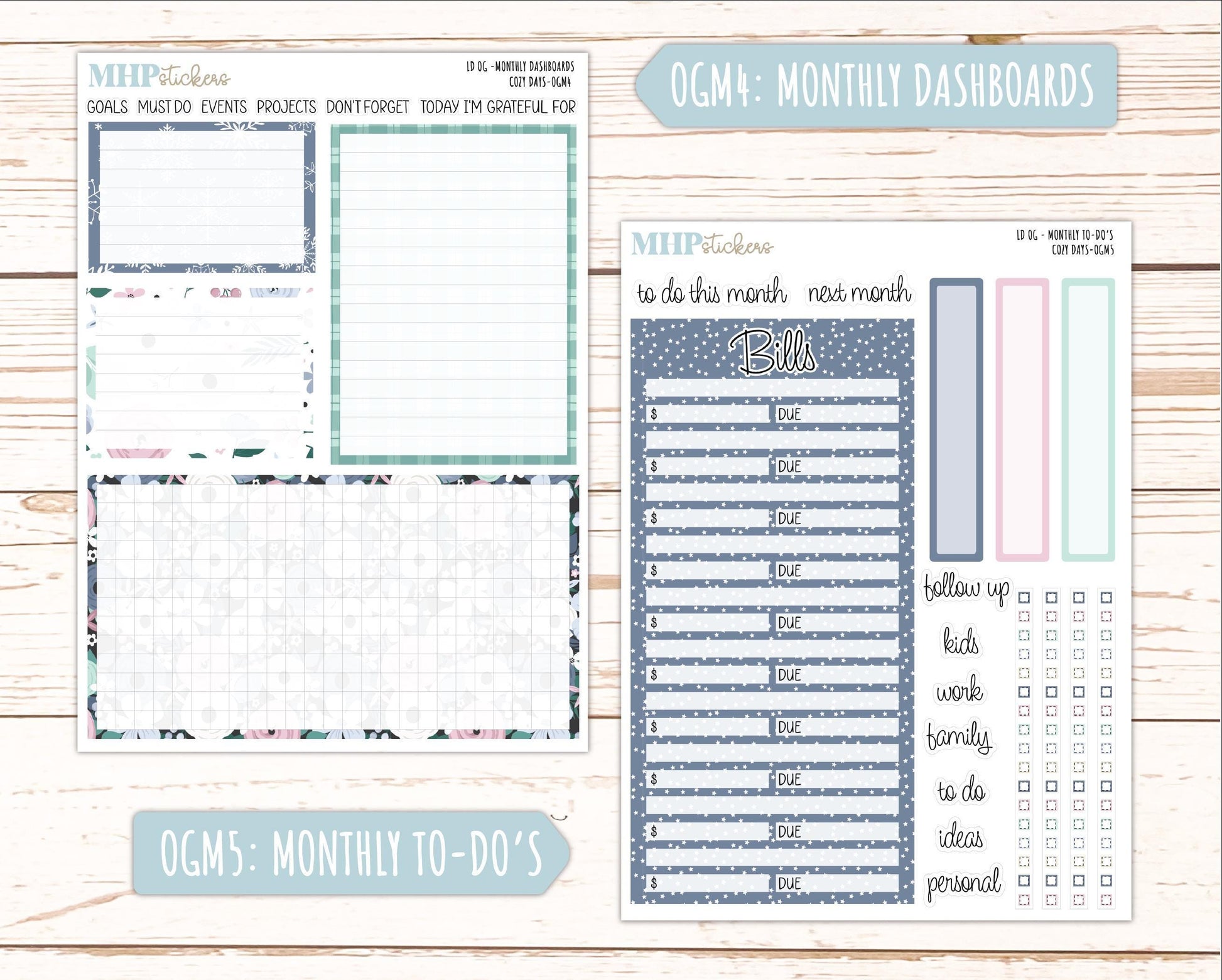 JANUARY 2025 Stickers for Large size Horizontal & Vertical Laurel Denise Planner. (Formerly Original or Standar Size) "Cozy Days" || OGCD