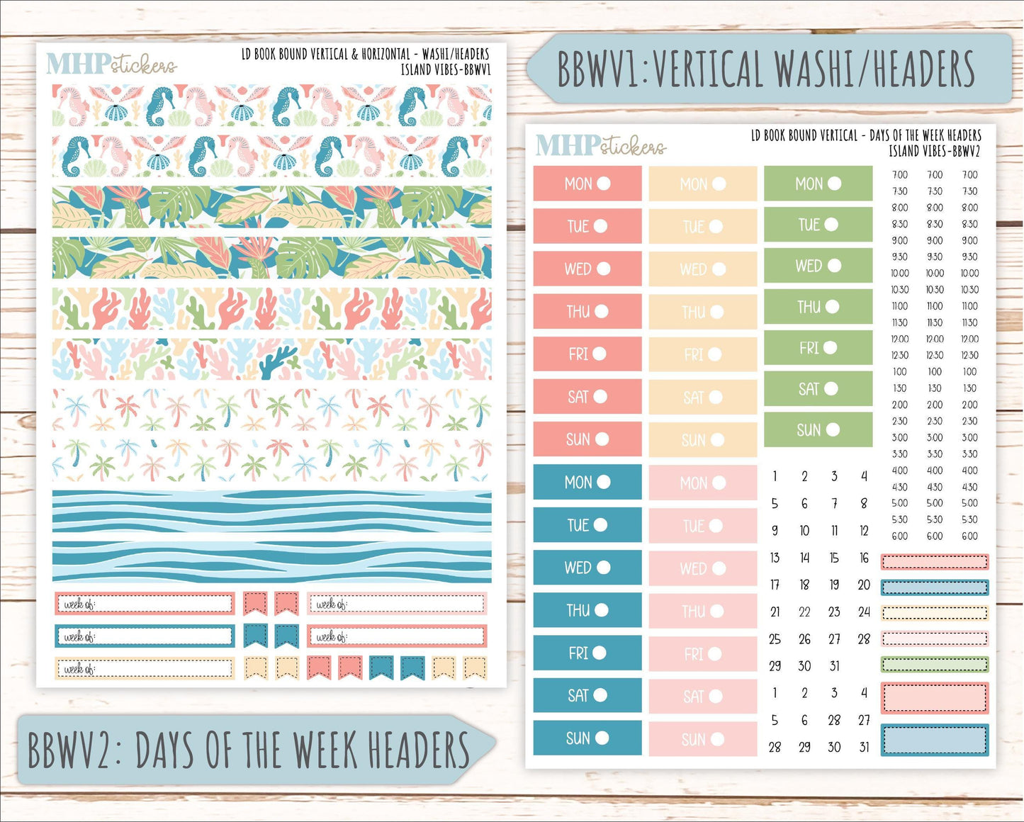 August 2025 Stickers for The Mae & The Kristy Laurel Denise Planners ( Formerly Book Bound Planner) "Island Vibes" || BB