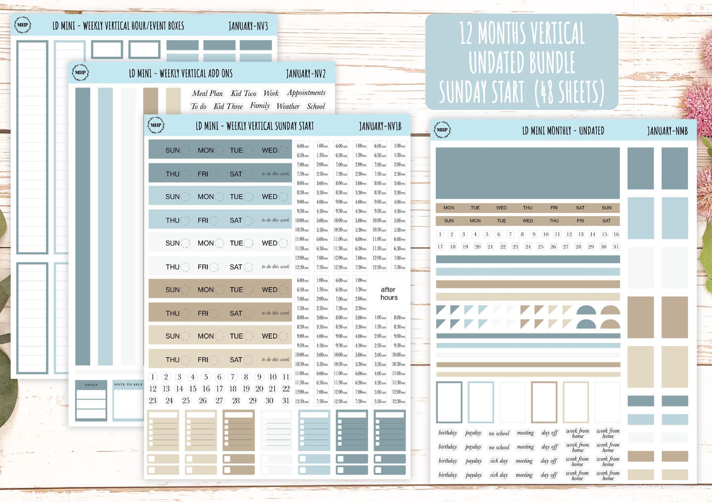 Neutral Color Bundles for Small Horizontal & Vertical Laurel Denise Planners. (Formerly Mini Planner) || NMBDLS