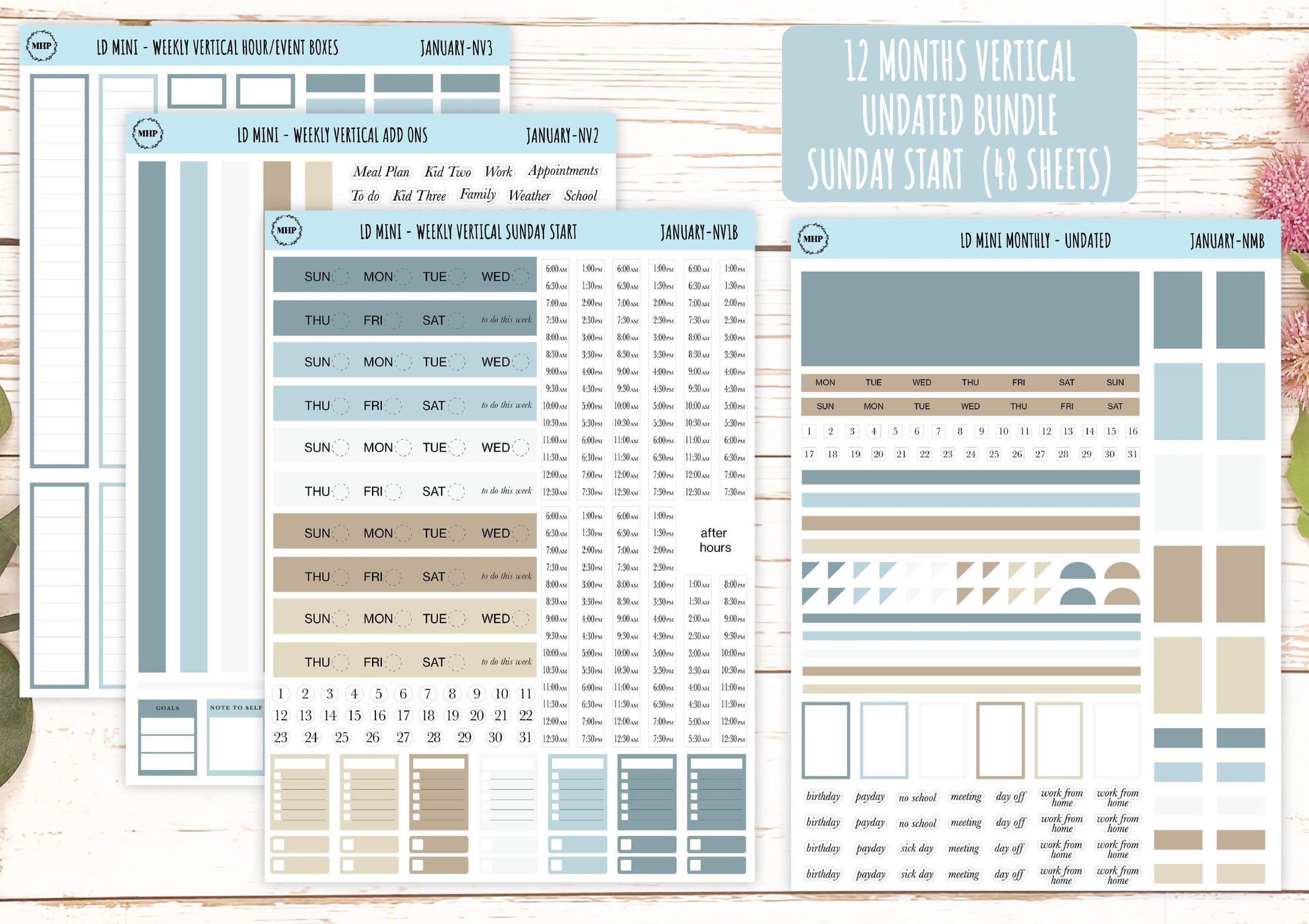 Neutral Color Bundles for Small Horizontal & Vertical Laurel Denise Planners. (Formerly Mini Planner) || NMBDLS