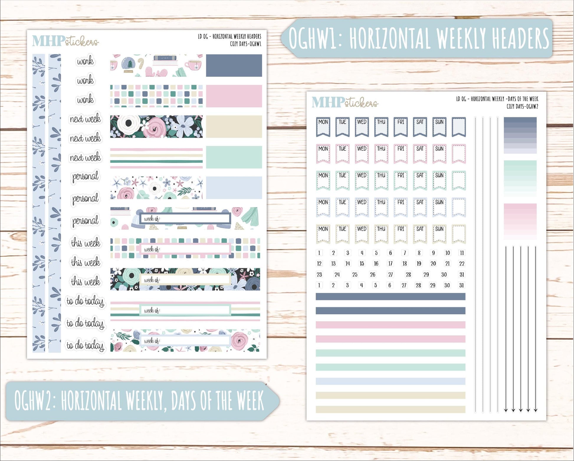JANUARY 2025 Stickers for Large size Horizontal & Vertical Laurel Denise Planner. (Formerly Original or Standar Size) "Cozy Days" || OGCD