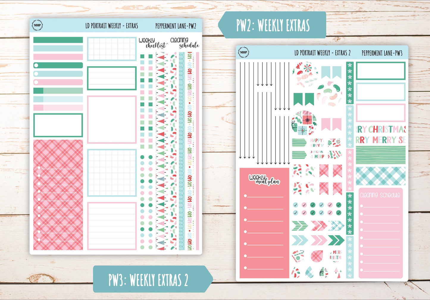 DECEMBER Stickers for The Scout Laurel Denise Planner (formerly Portrait Planner). "Peppermint Lane" || PPL