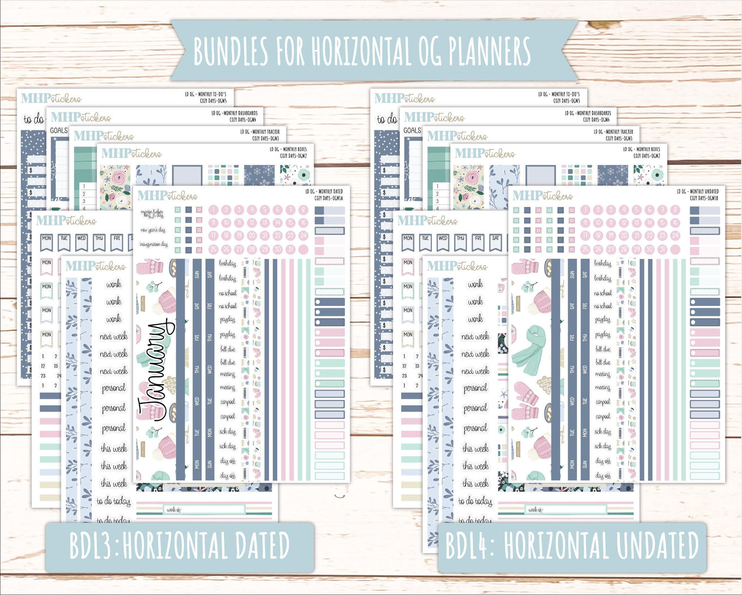 JANUARY 2025 Stickers for Large size Horizontal & Vertical Laurel Denise Planner. (Formerly Original or Standar Size) "Cozy Days" || OGCD