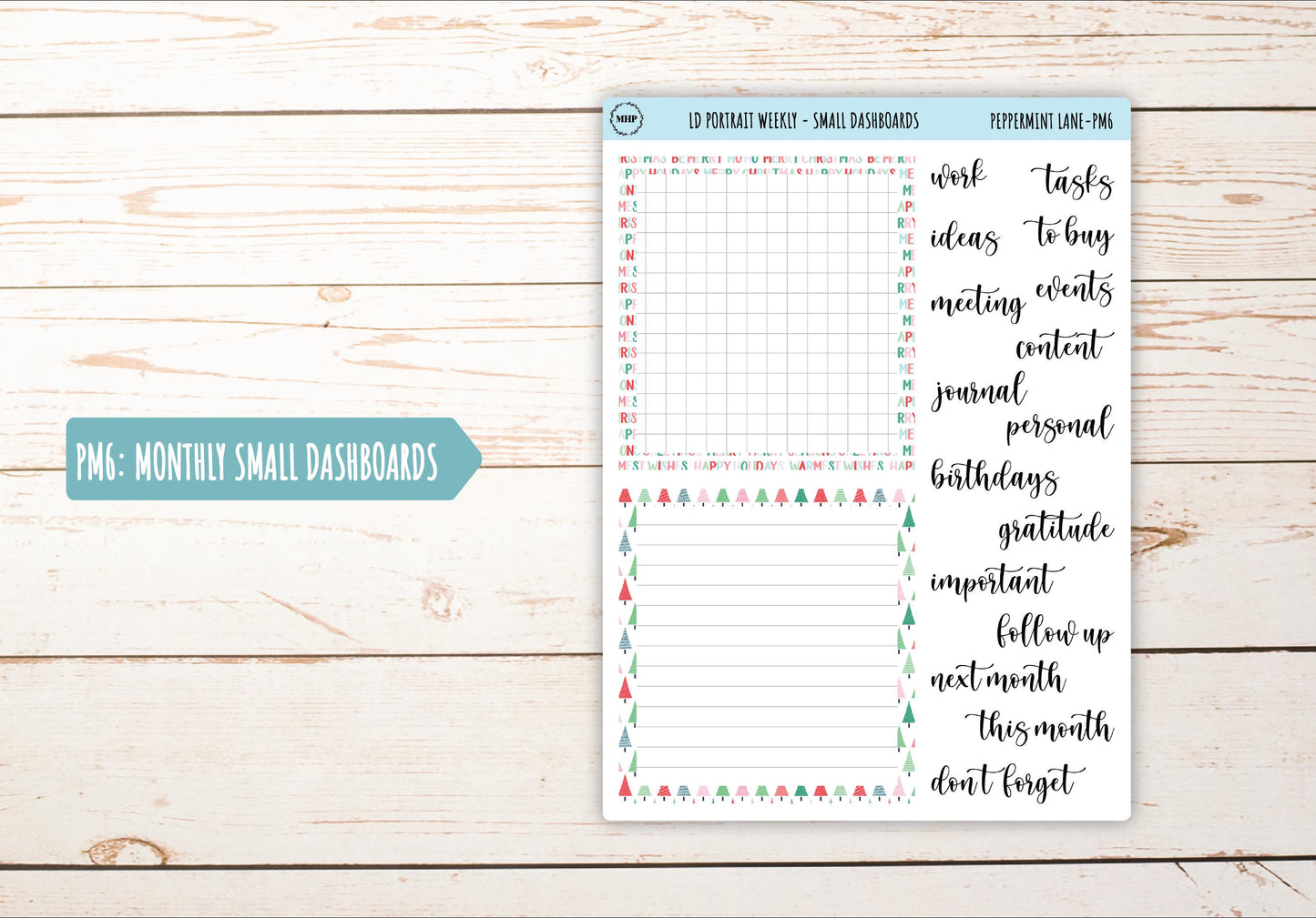 DECEMBER Stickers for The Scout Laurel Denise Planner (formerly Portrait Planner). "Peppermint Lane" || PPL