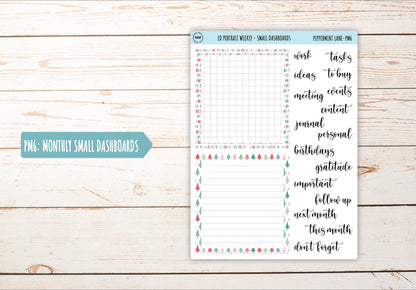 DECEMBER Stickers for The Scout Laurel Denise Planner (formerly Portrait Planner). "Peppermint Lane" || PPL