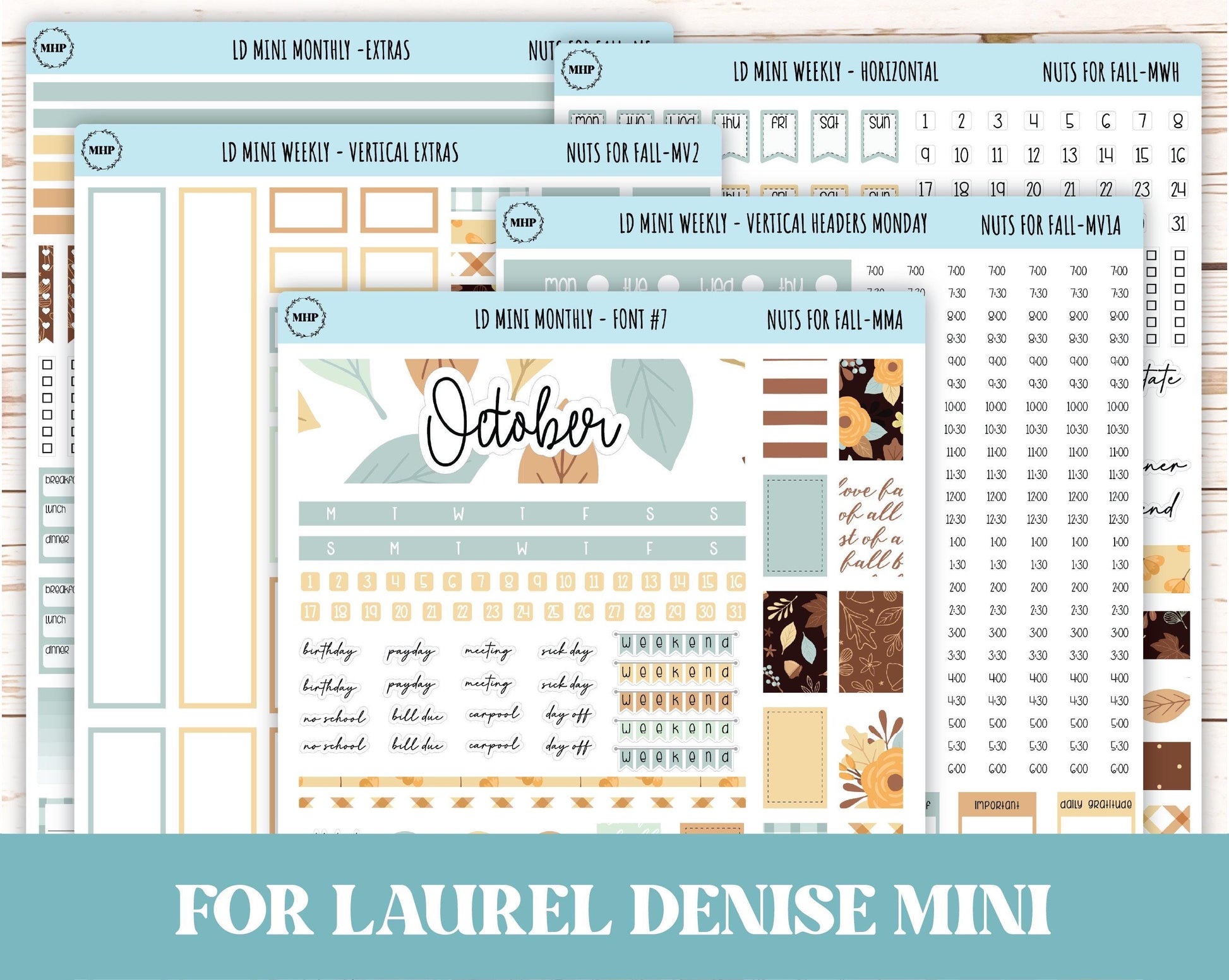 October Stickers for small Laurel Denise Planners "Nuts for Fall" || MNF