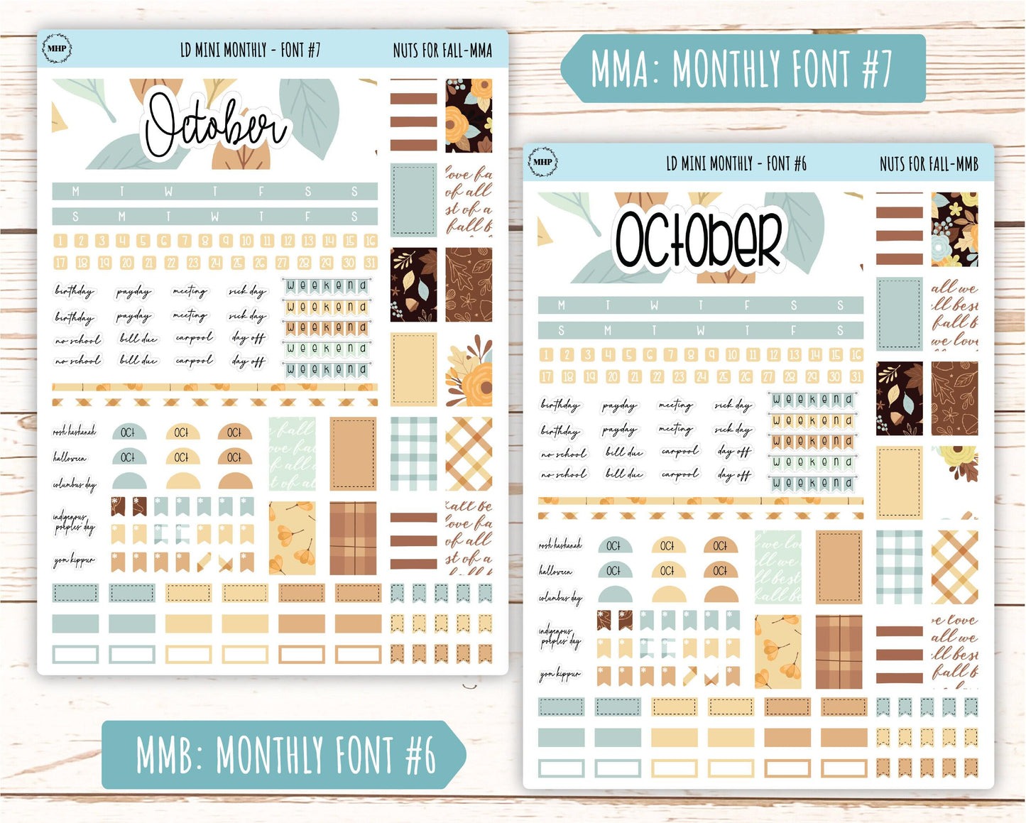October Stickers for small Laurel Denise Planners "Nuts for Fall" || MNF