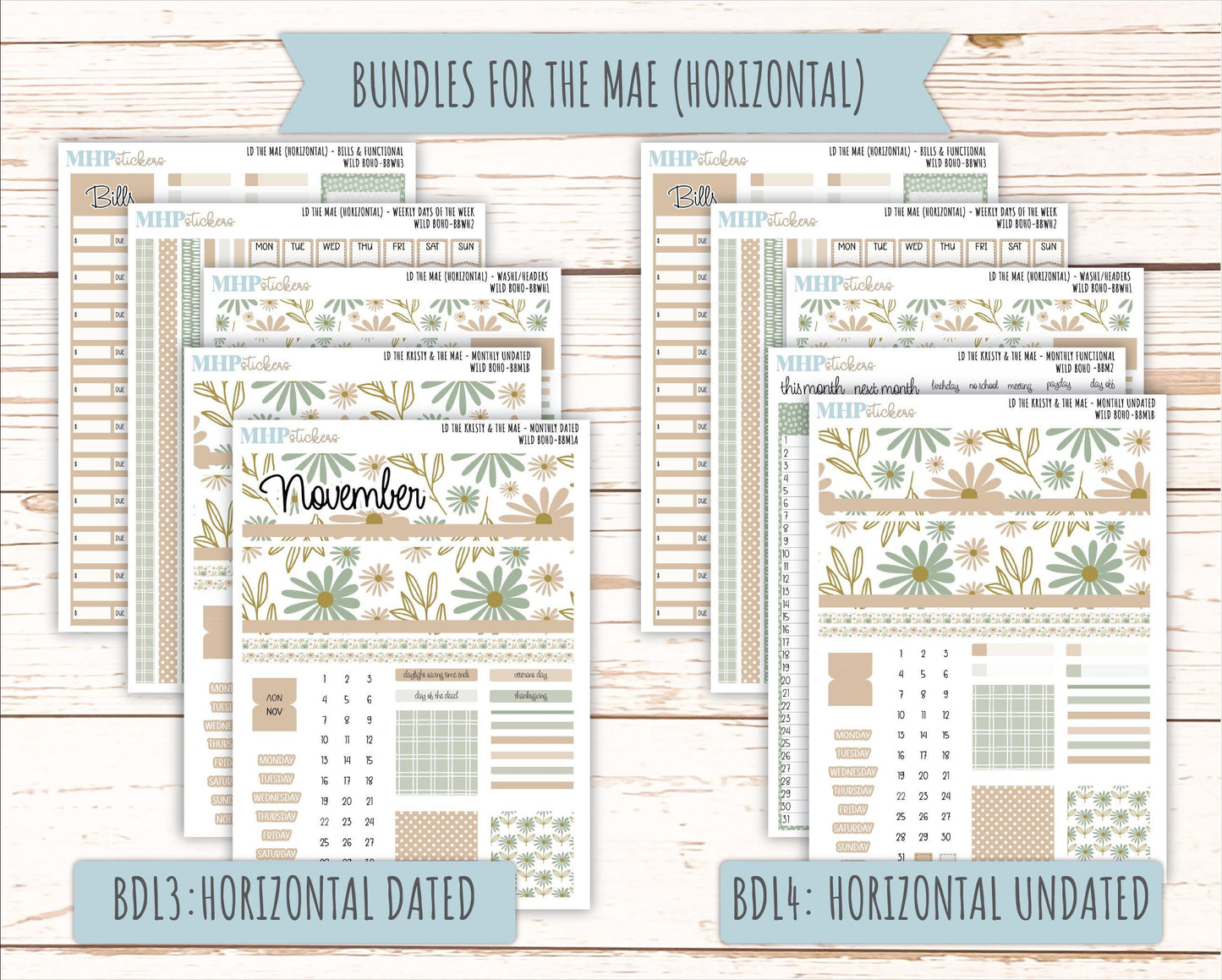 NOVEMBER 2025 Stickers for The Mae & The Kristy Laurel Denise Planners (Formerly Book Bound Planner) "Wild Boho" || BB