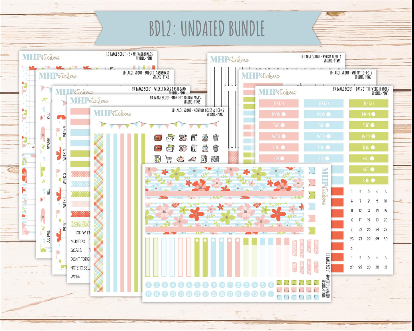 MARCH 2026 Stickers for the Large Scout Planner (formerly Portrait Planner). For Laurel Denise Planners "Spring" ||PT