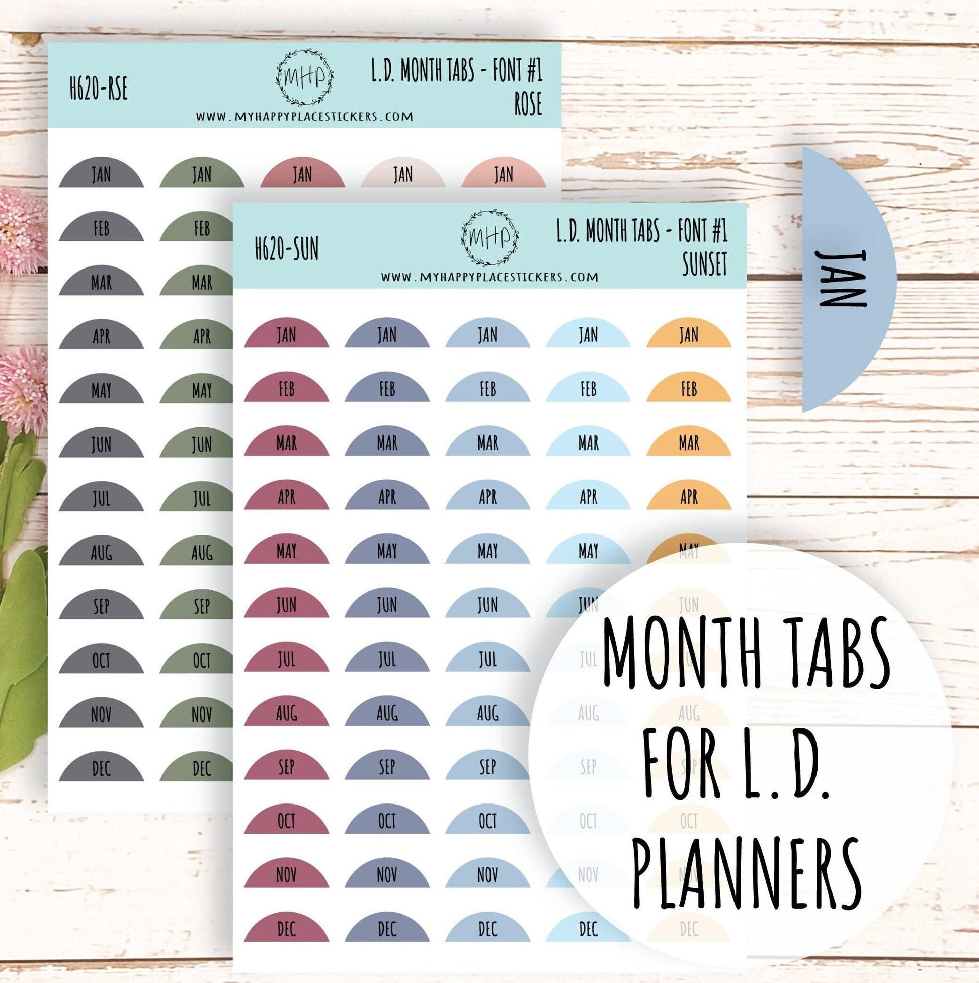 Abbreviated Month Tabs for Laurel Denise Large size Planners 2024 || H620