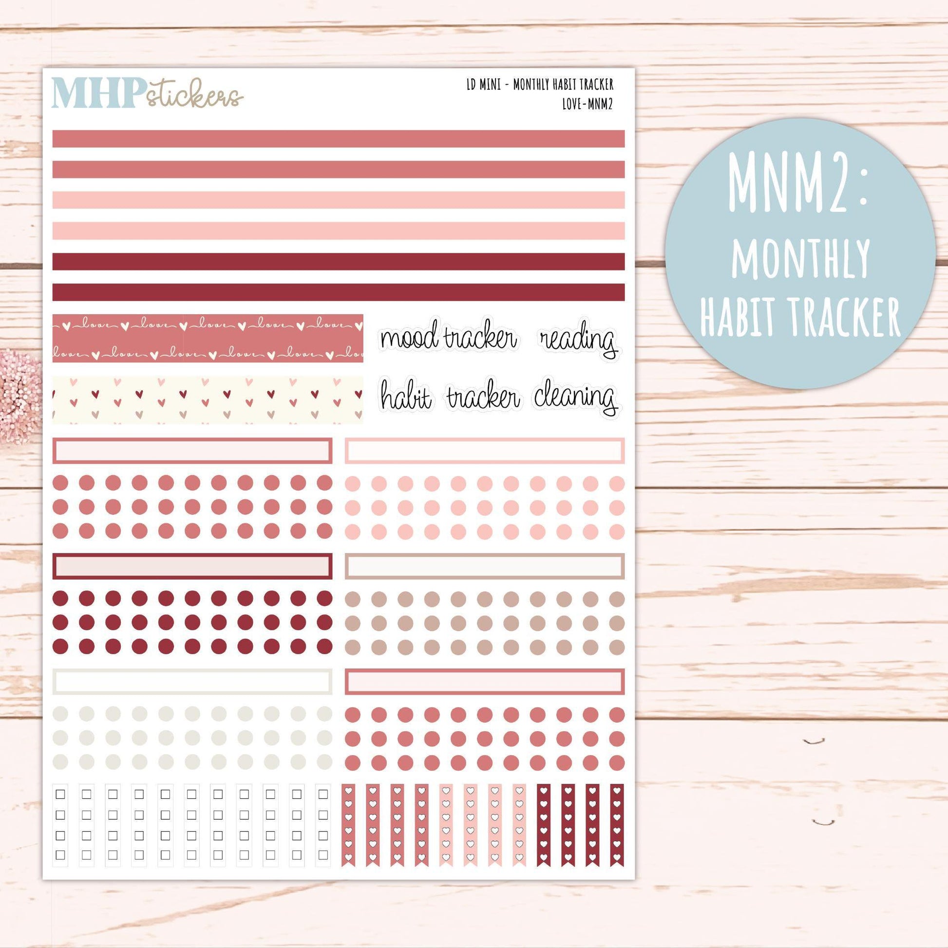 FEBRUARY 2025 Stickers for Small Horizontal & Vertical Laurel Denise Planners. (Formerly Mini Planner) "Love" || MNLV