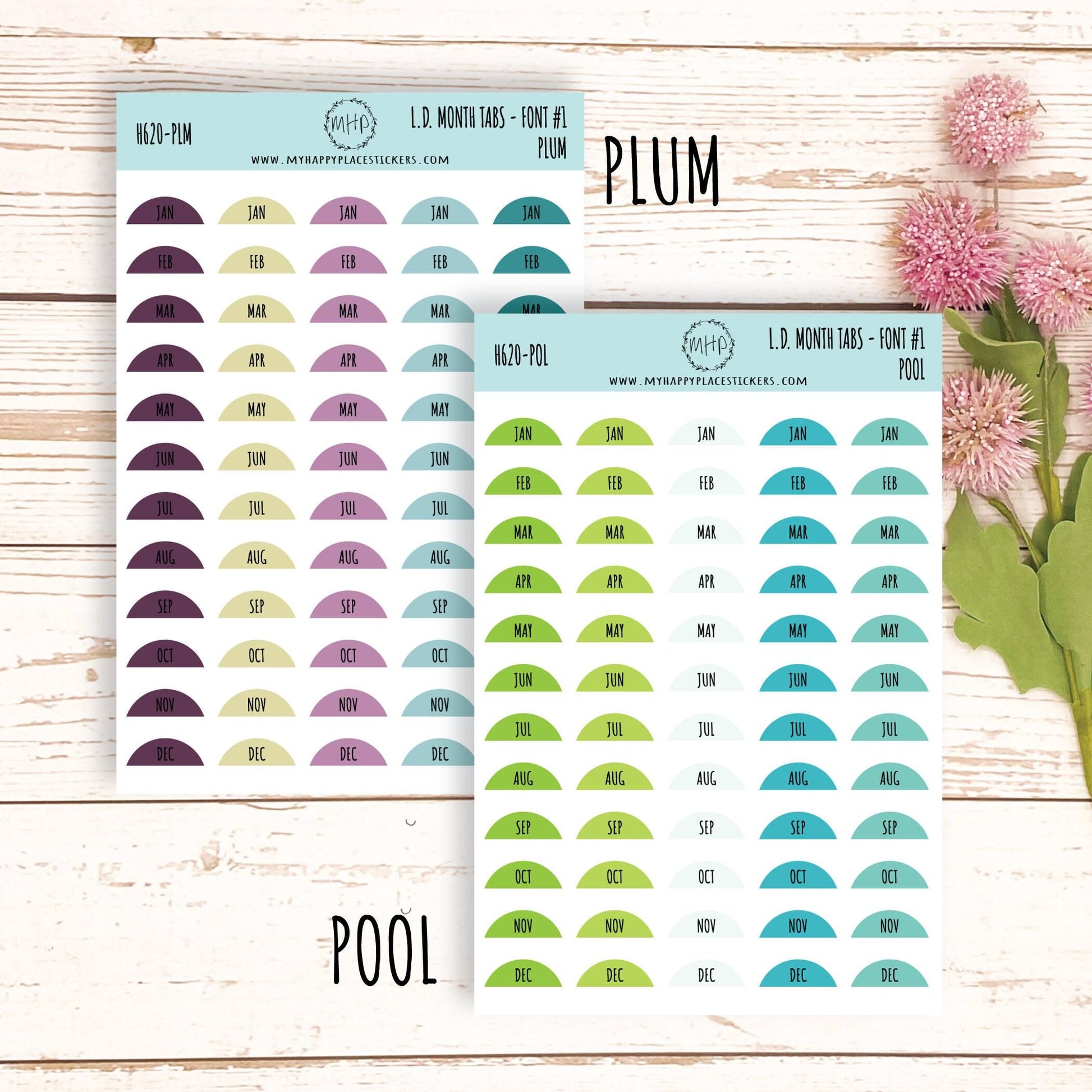 Abbreviated Month Tabs for Laurel Denise Large size Planners 2024 || H620