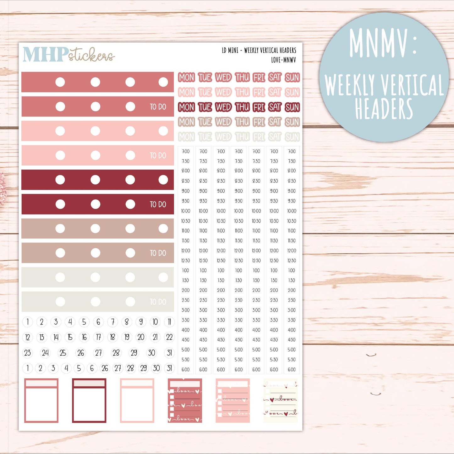FEBRUARY 2025 Stickers for Small Horizontal & Vertical Laurel Denise Planners. (Formerly Mini Planner) "Love" || MNLV