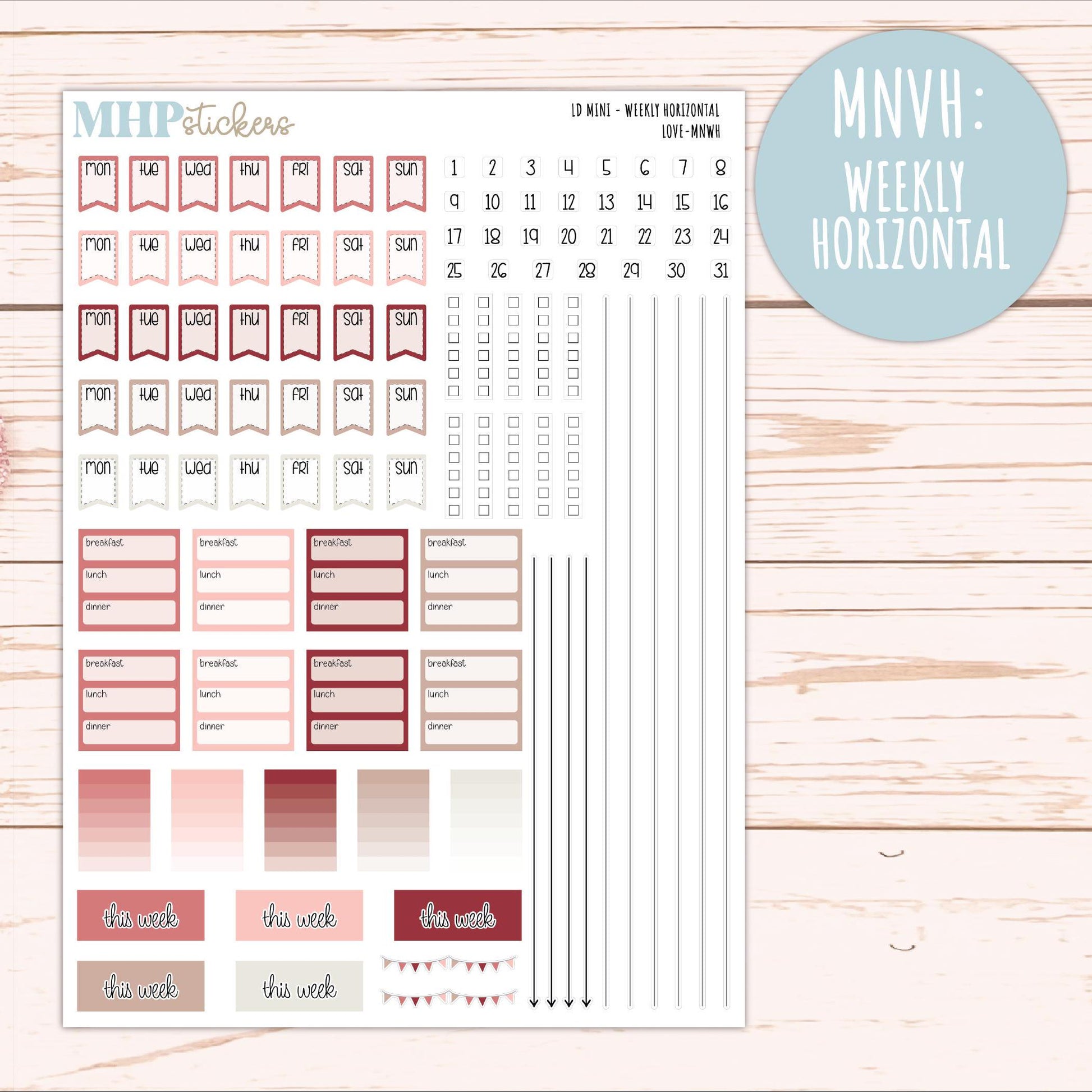 FEBRUARY 2025 Stickers for Small Horizontal & Vertical Laurel Denise Planners. (Formerly Mini Planner) "Love" || MNLV