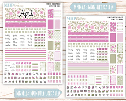 APRIL 2025 Stickers for Small Horizontal & Vertical Laurel Denise Planners. (Formerly Mini Planner) "Flower Field" || MNFF