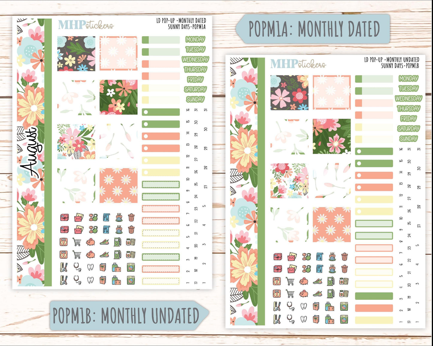 August 2025 Stickers for The Jo Laurel Denise Planner (Formerly Pop-Up Planner) "Sunny Days" || POPIV