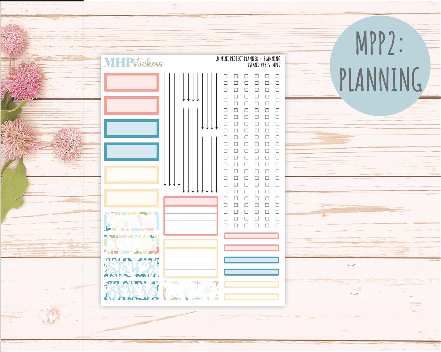 AUGUST 2025 Stickers for The Rose Small Laurel Denise Planner (Formerly Mini Project Planner) "Island Vibes" || MPPIV