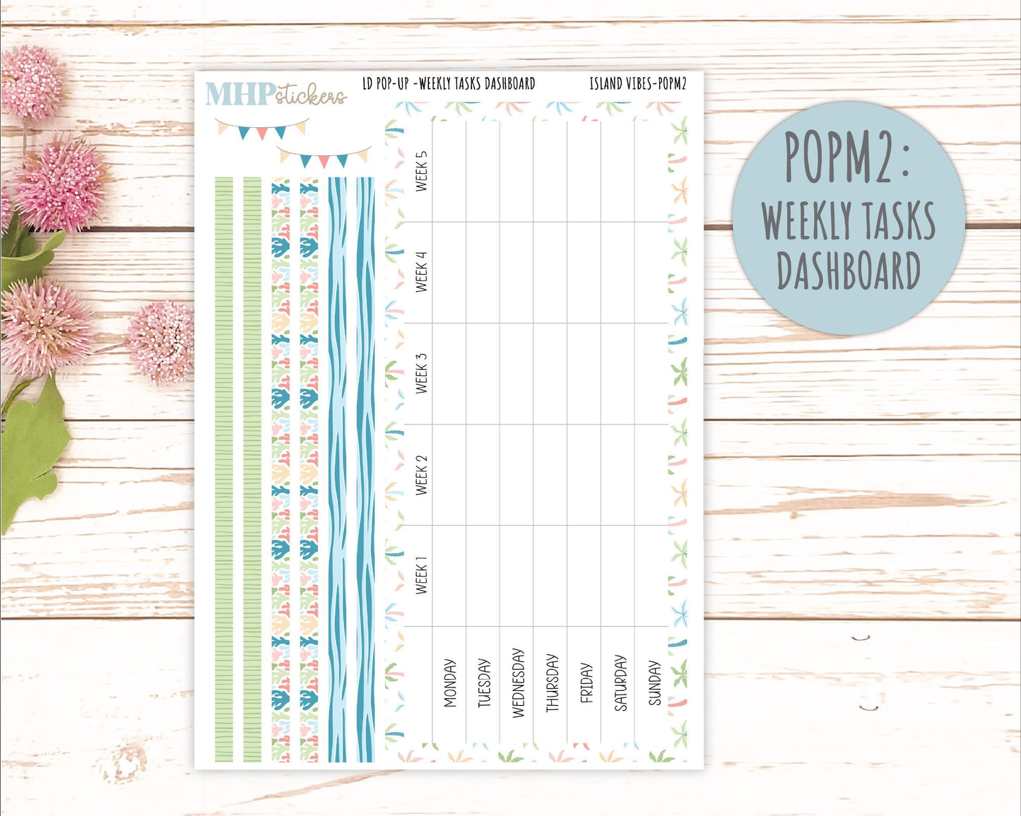 August 2025 Stickers for The Jo Laurel Denise Planner (Formerly Pop-Up Planner) "Island Vibes" || POPIV