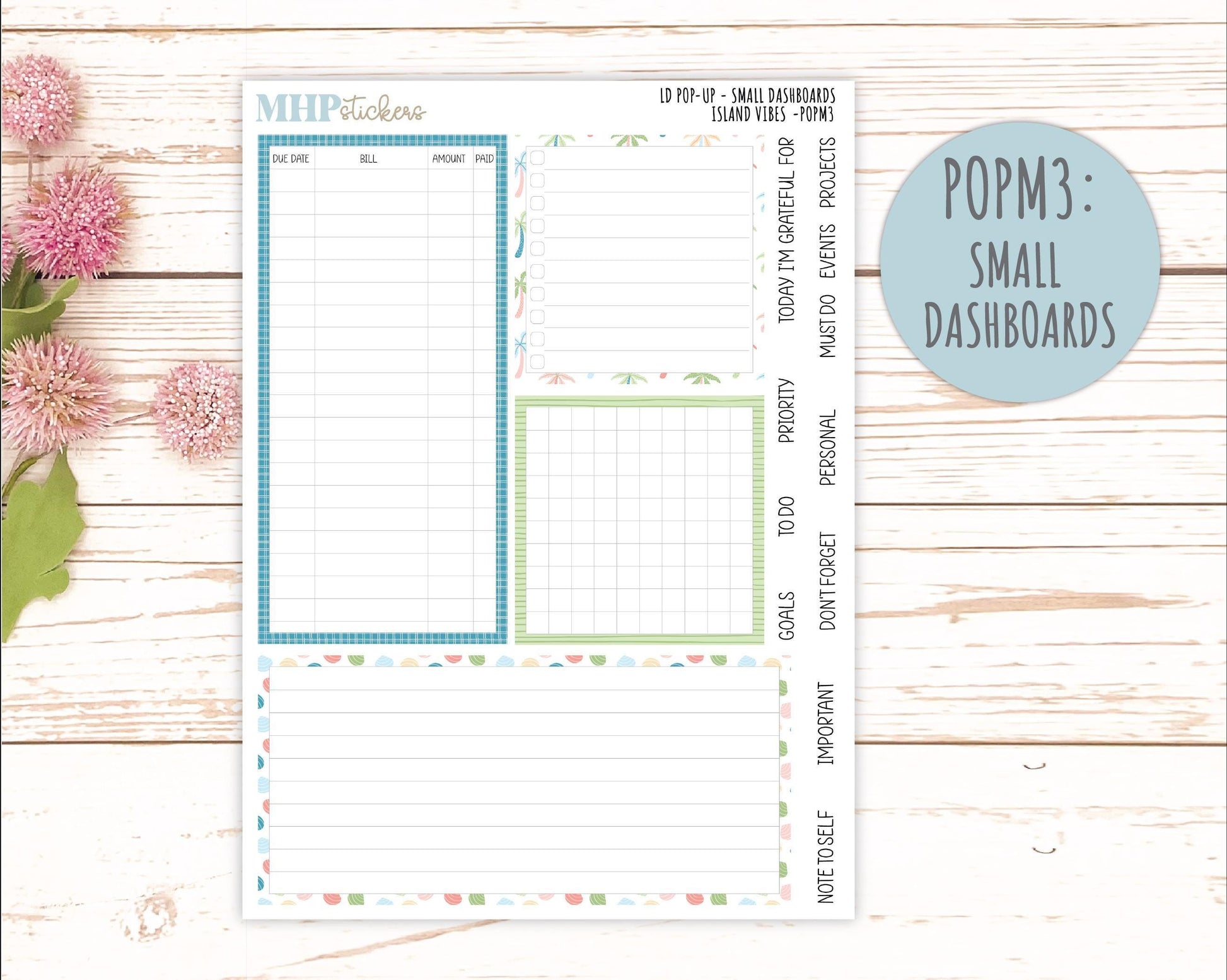 August 2025 Stickers for The Jo Laurel Denise Planner (Formerly Pop-Up Planner) "Island Vibes" || POPIV